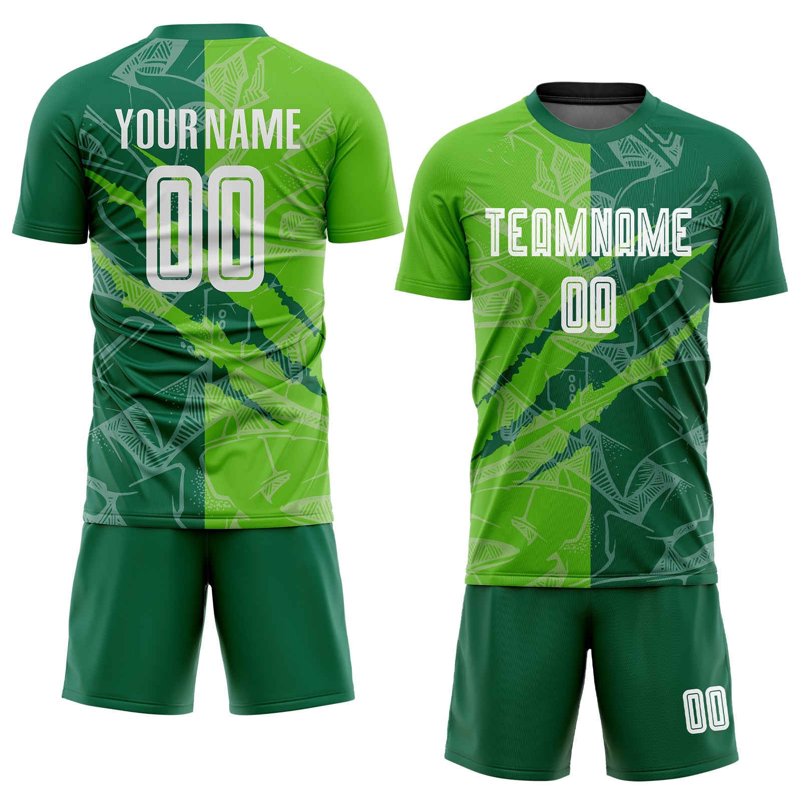 Custom Graffiti Pattern Aurora Green-Kelly Green Scratch Sublimation Soccer Uniform Jersey view 2