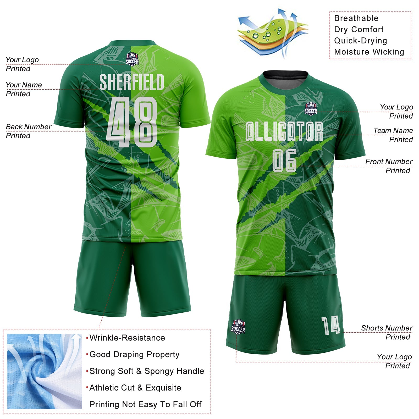 Custom Graffiti Pattern Aurora Green-Kelly Green Scratch Sublimation Soccer Uniform Jersey view 4