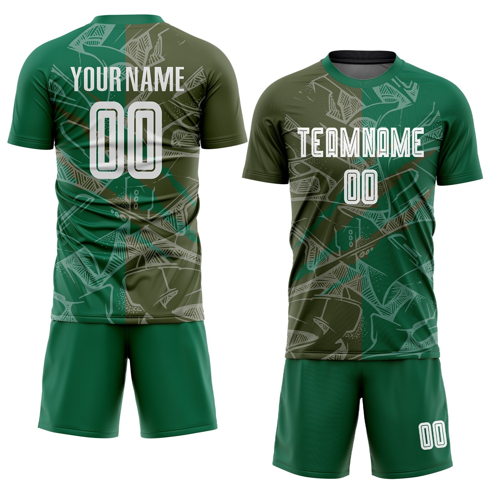 Custom Graffiti Pattern Olive-Kelly Green Scratch Sublimation Soccer Uniform Jersey view 2