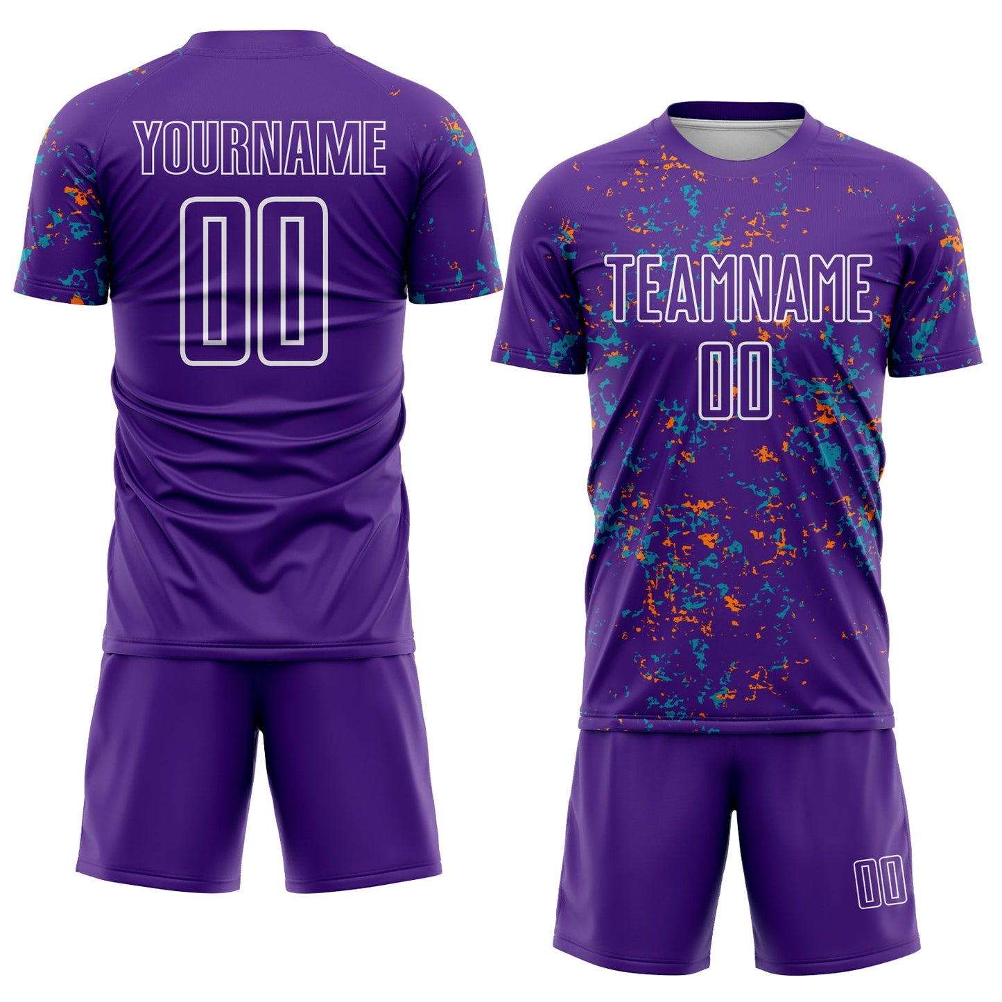 Custom Purple Bay Orange-Teal Abstract Fragment Art Sublimation Soccer Uniform Jersey view 2
