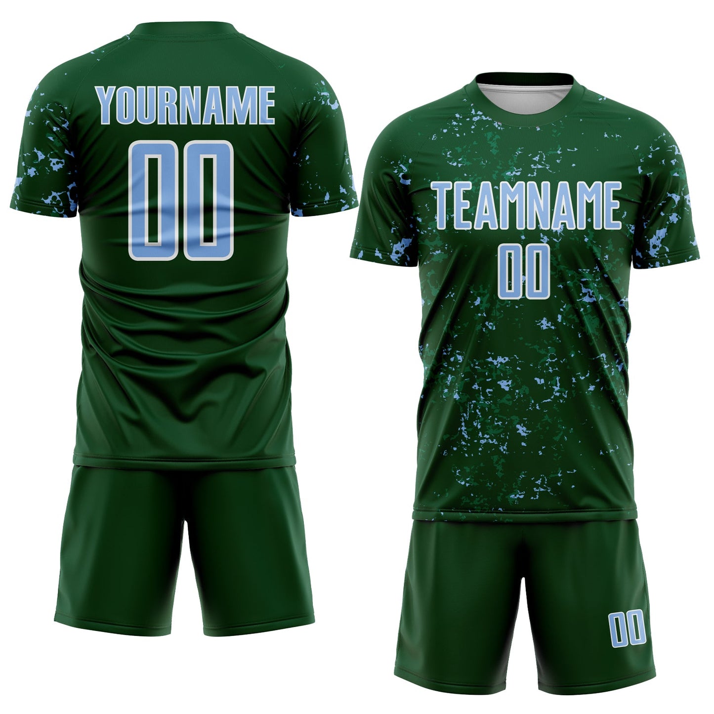 Custom Green Light Blue-Kelly Green Abstract Fragment Art Sublimation Soccer Uniform Jersey view 2