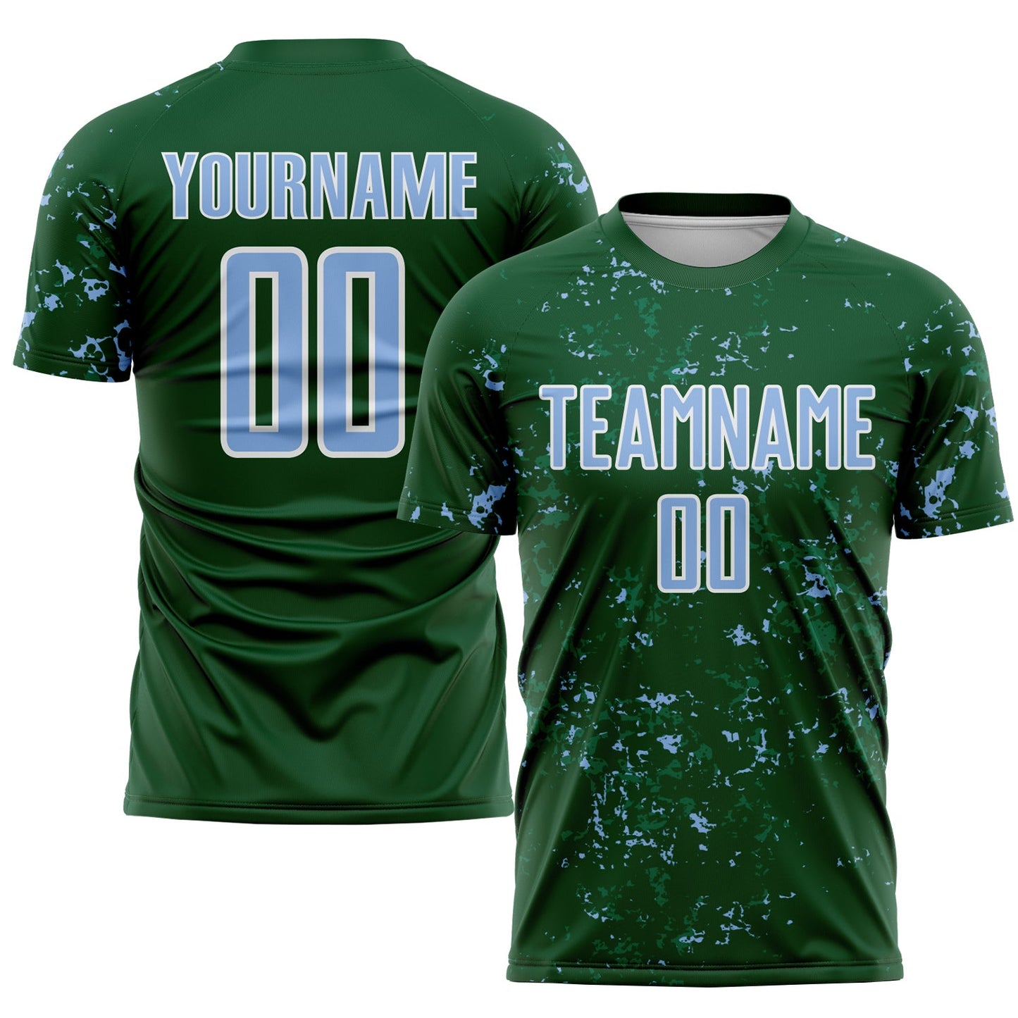 Custom Green Light Blue-Kelly Green Abstract Fragment Art Sublimation Soccer Uniform Jersey - Main View