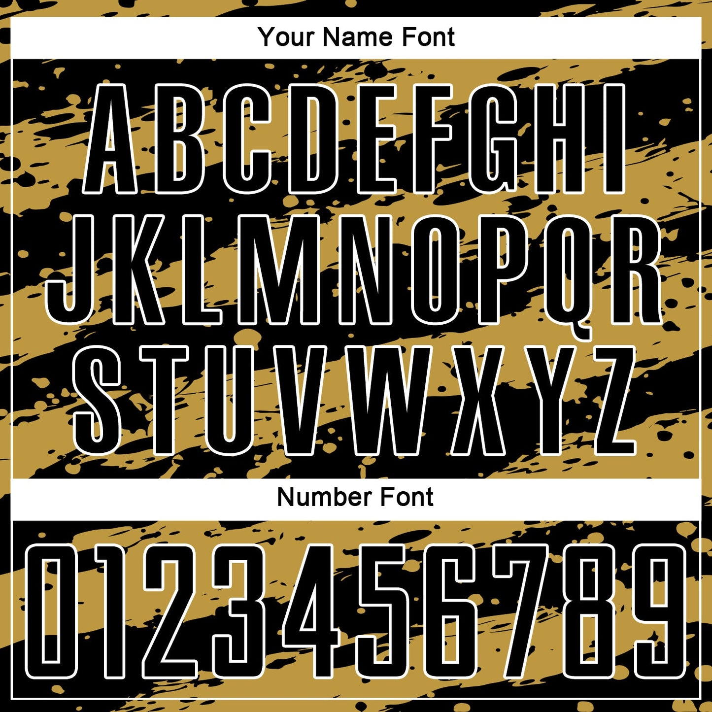 Custom Black Old Gold-White Splash Sublimation Soccer Uniform Jersey view 6