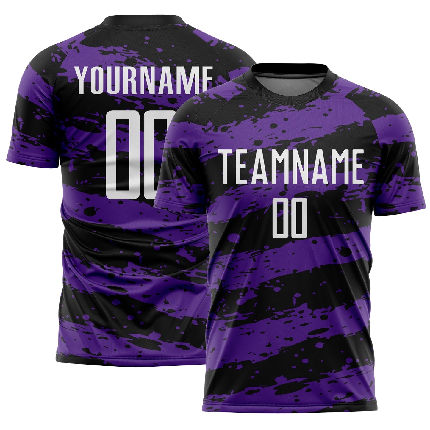 Custom Black White-Purple Splash Sublimation Soccer Uniform Jersey - Main View