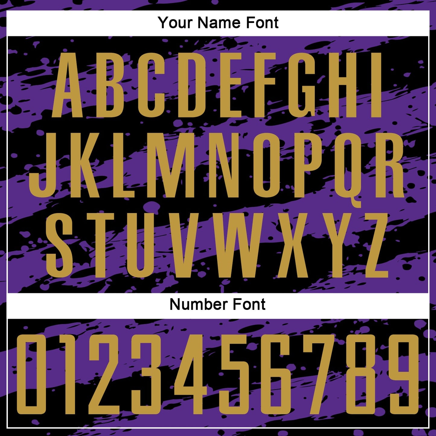 Custom Black Old Gold-Purple Splash Sublimation Soccer Uniform Jersey view 6