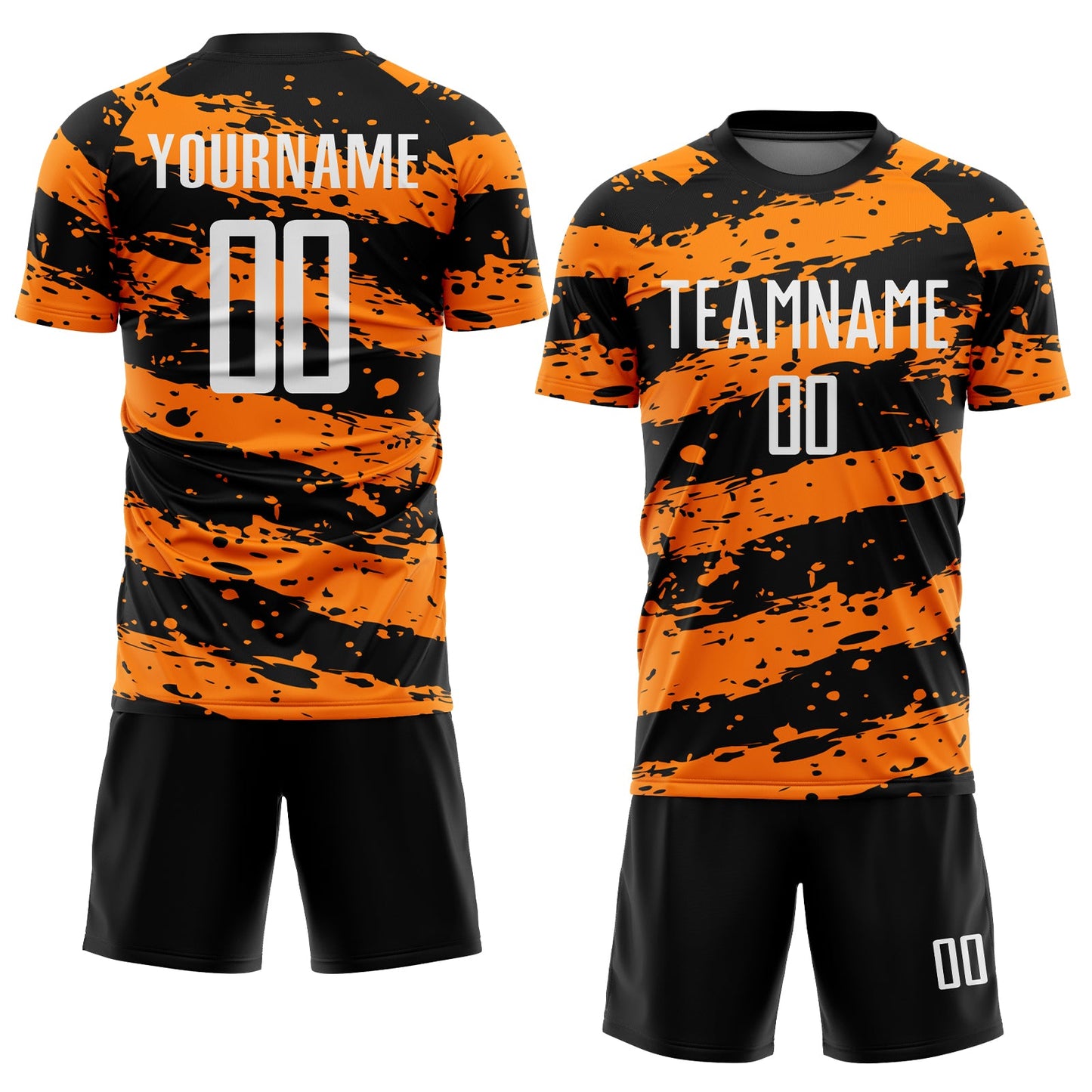 Custom Black White-Bay Orange Splash Sublimation Soccer Uniform Jersey view 2
