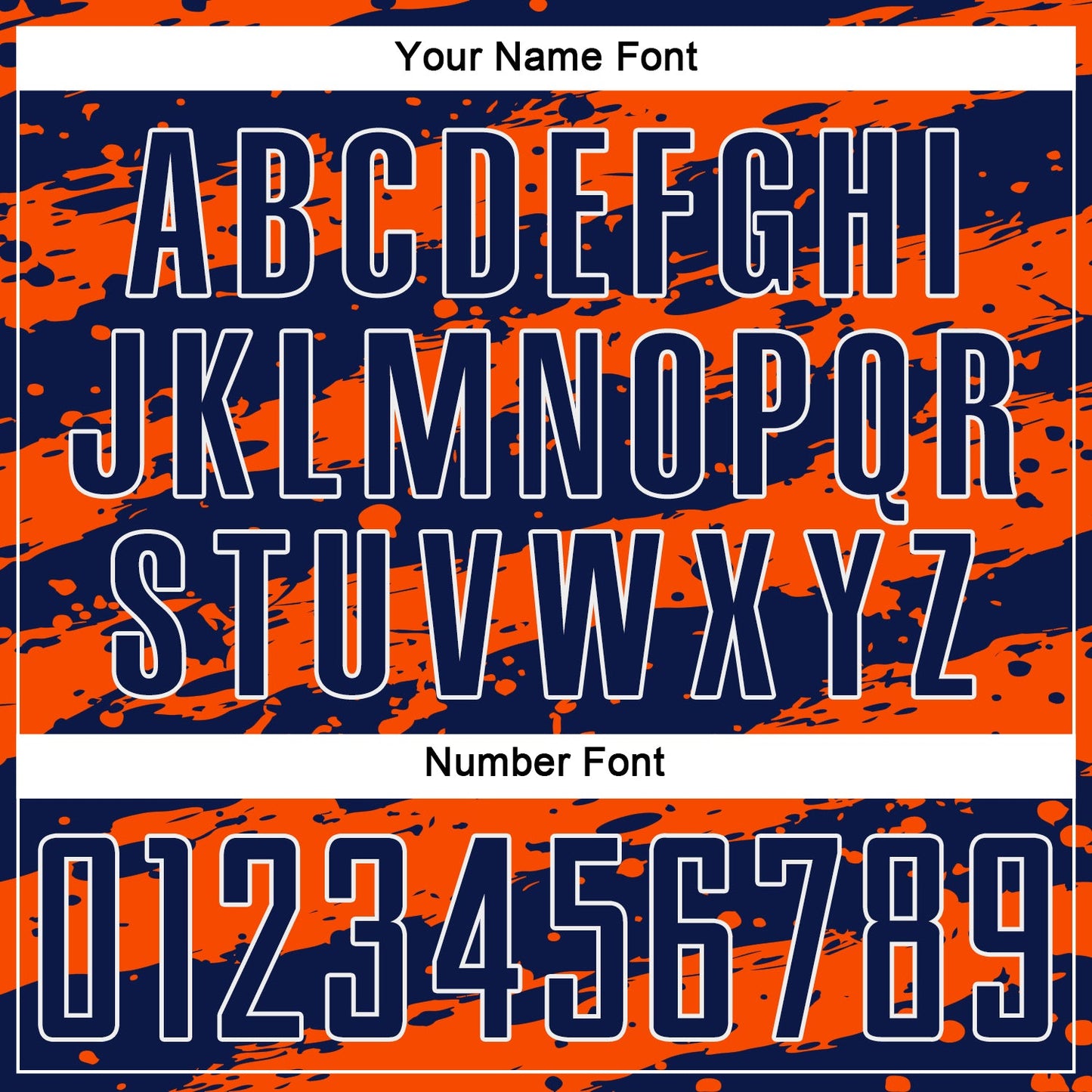 Custom Navy Orange-White Splash Sublimation Soccer Uniform Jersey view 6