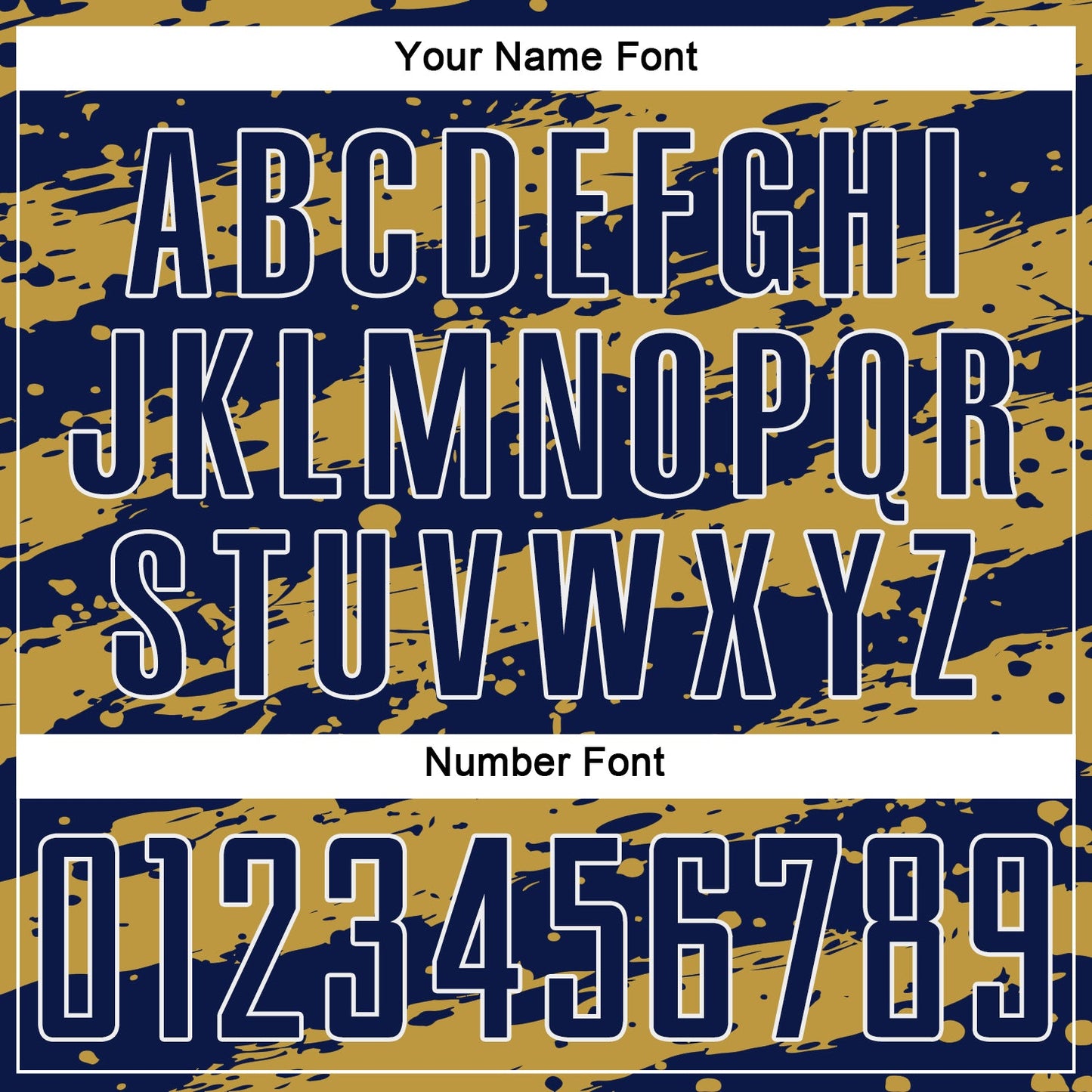 Custom Navy Old Gold-White Splash Sublimation Soccer Uniform Jersey view 6