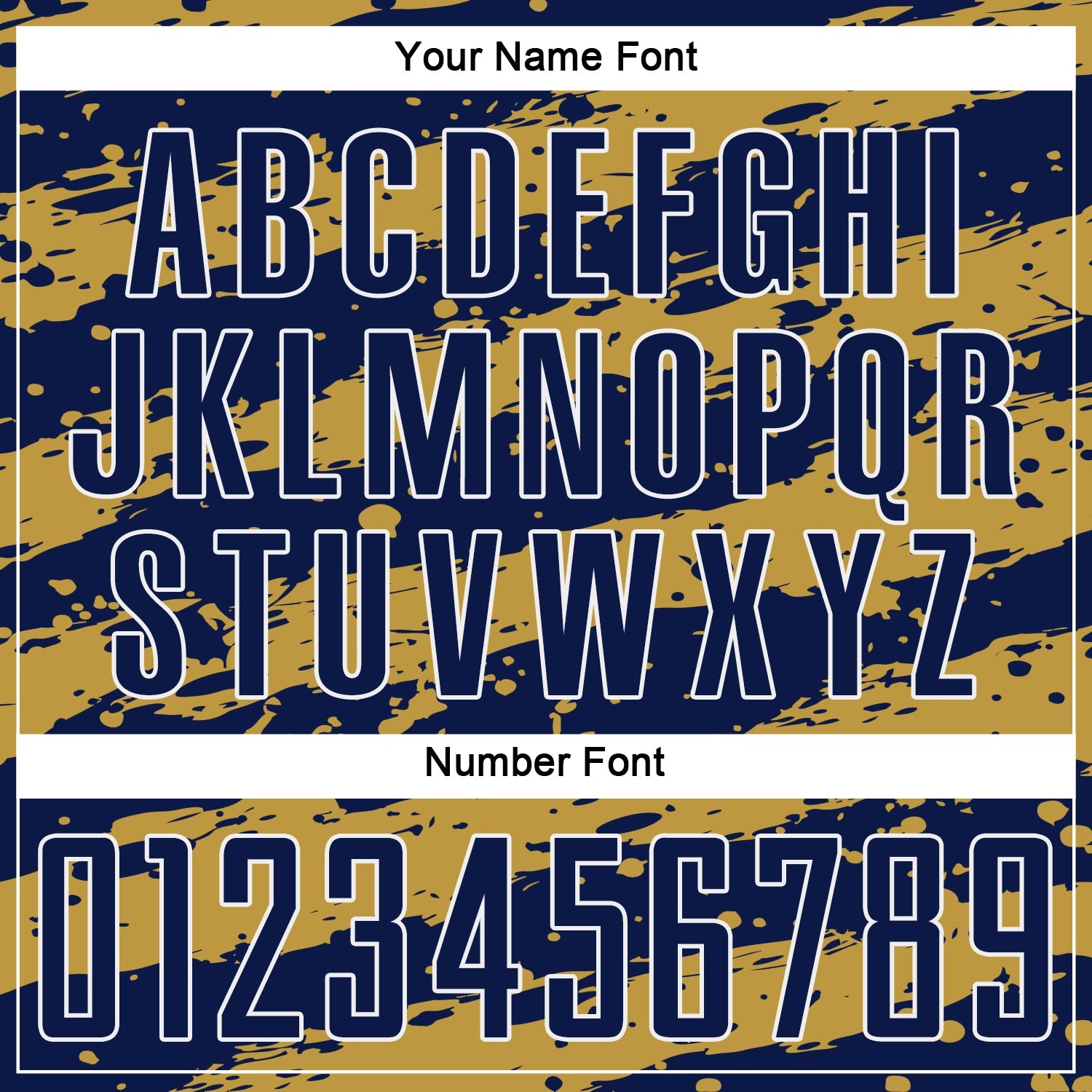 Custom Navy Old Gold-White Splash Sublimation Soccer Uniform Jersey view 6