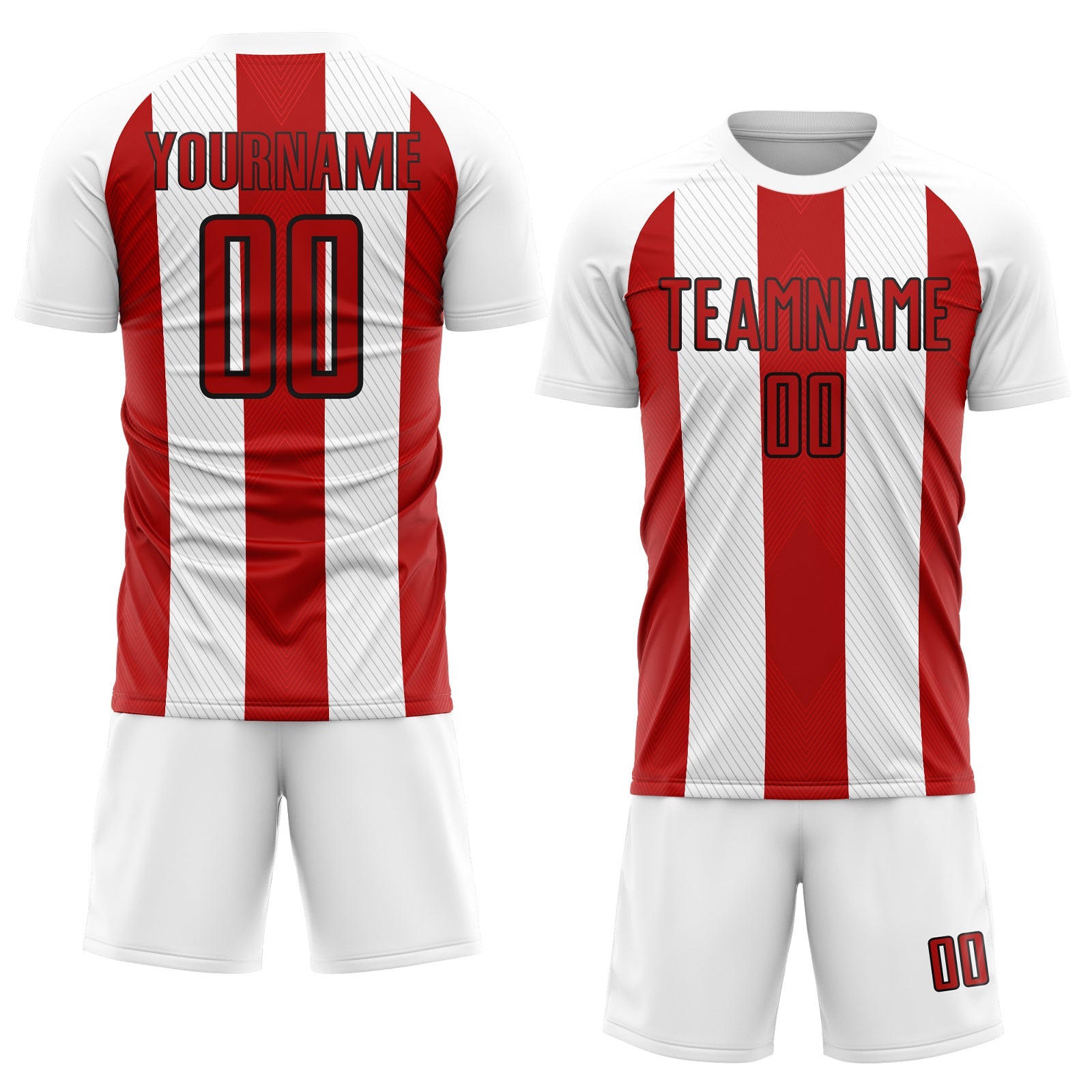 Custom White Red-Black Line Sublimation Soccer Uniform Jersey view 2