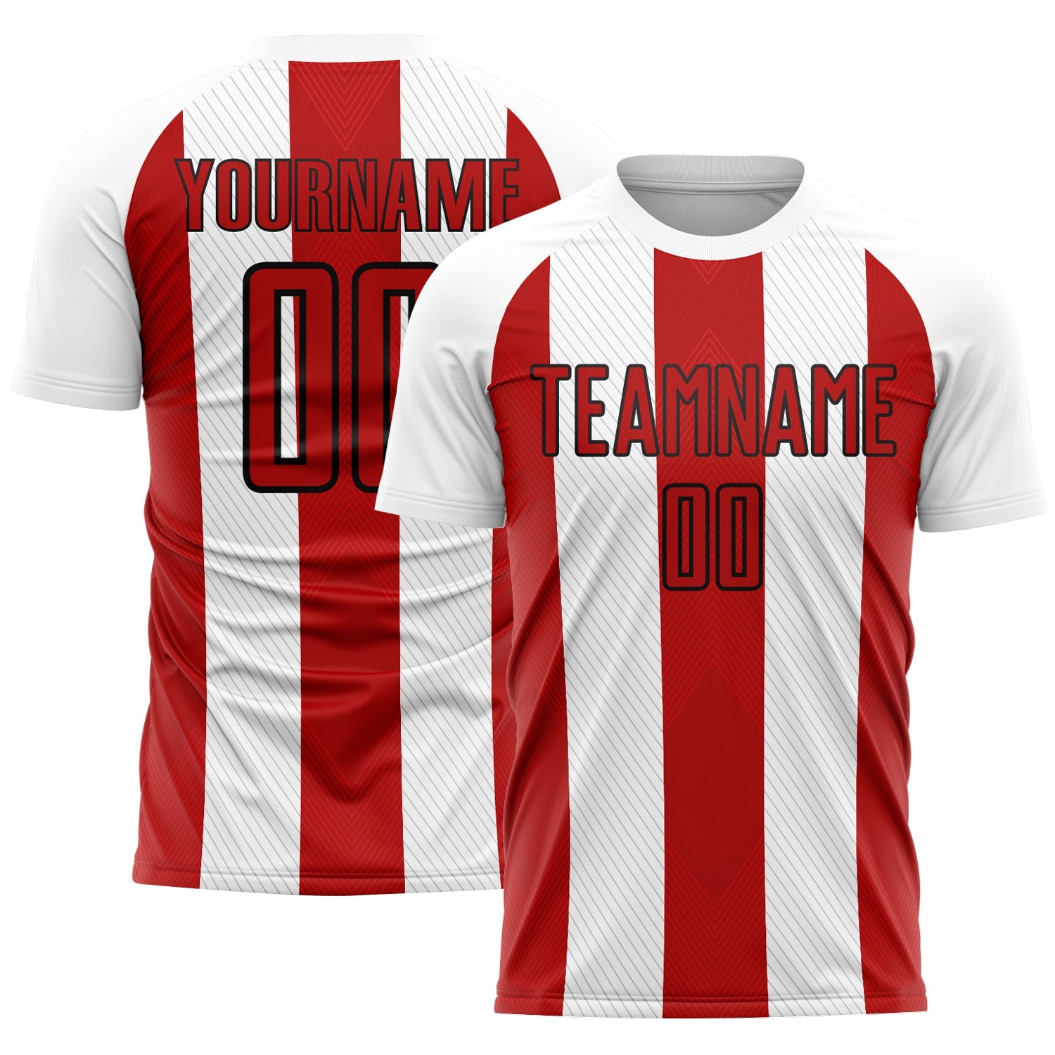 Custom White Red-Black Line Sublimation Soccer Uniform Jersey - Main View