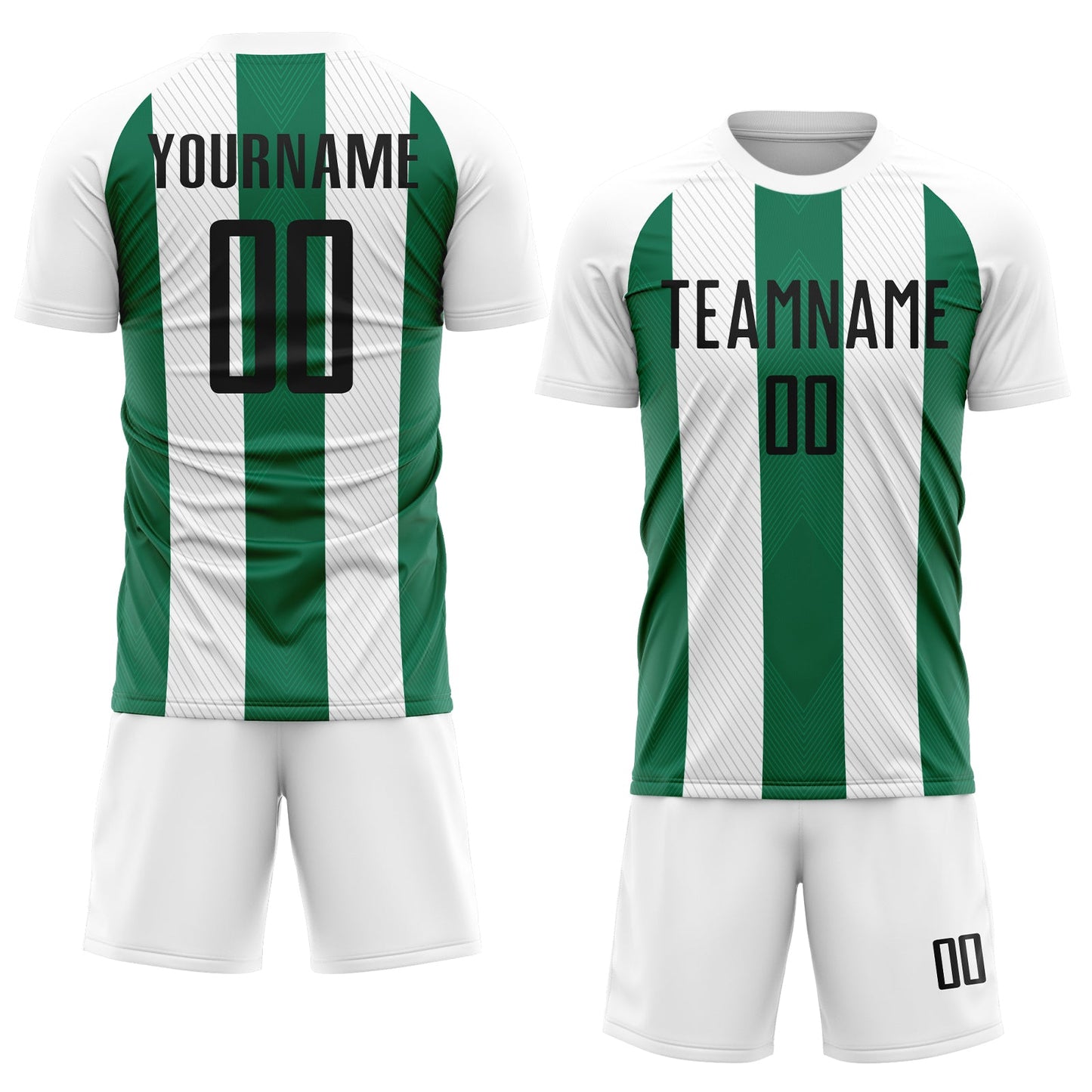 Custom White Black-Kelly Green Line Sublimation Soccer Uniform Jersey view 2