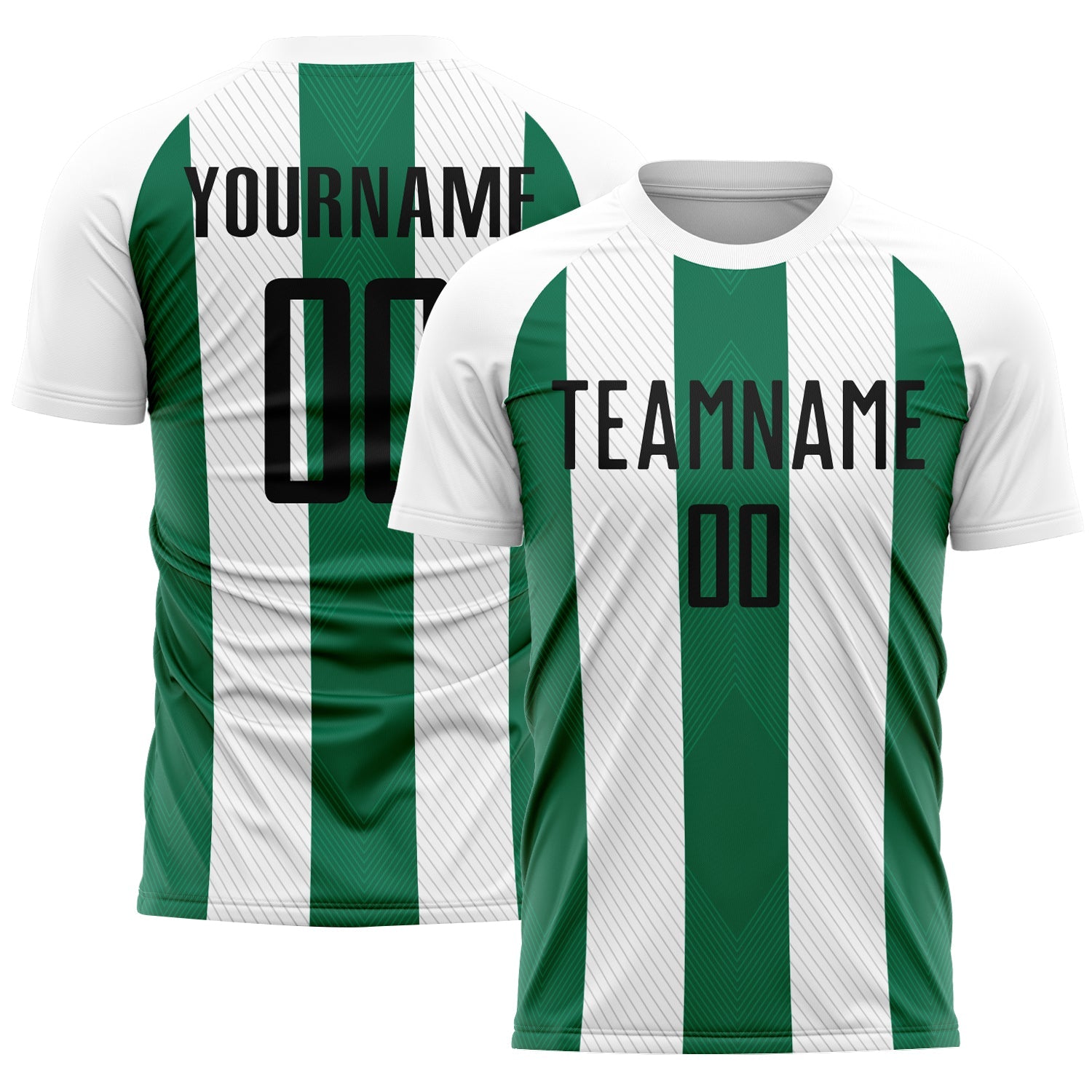 Custom White Black-Kelly Green Line Sublimation Soccer Uniform Jersey - Main View