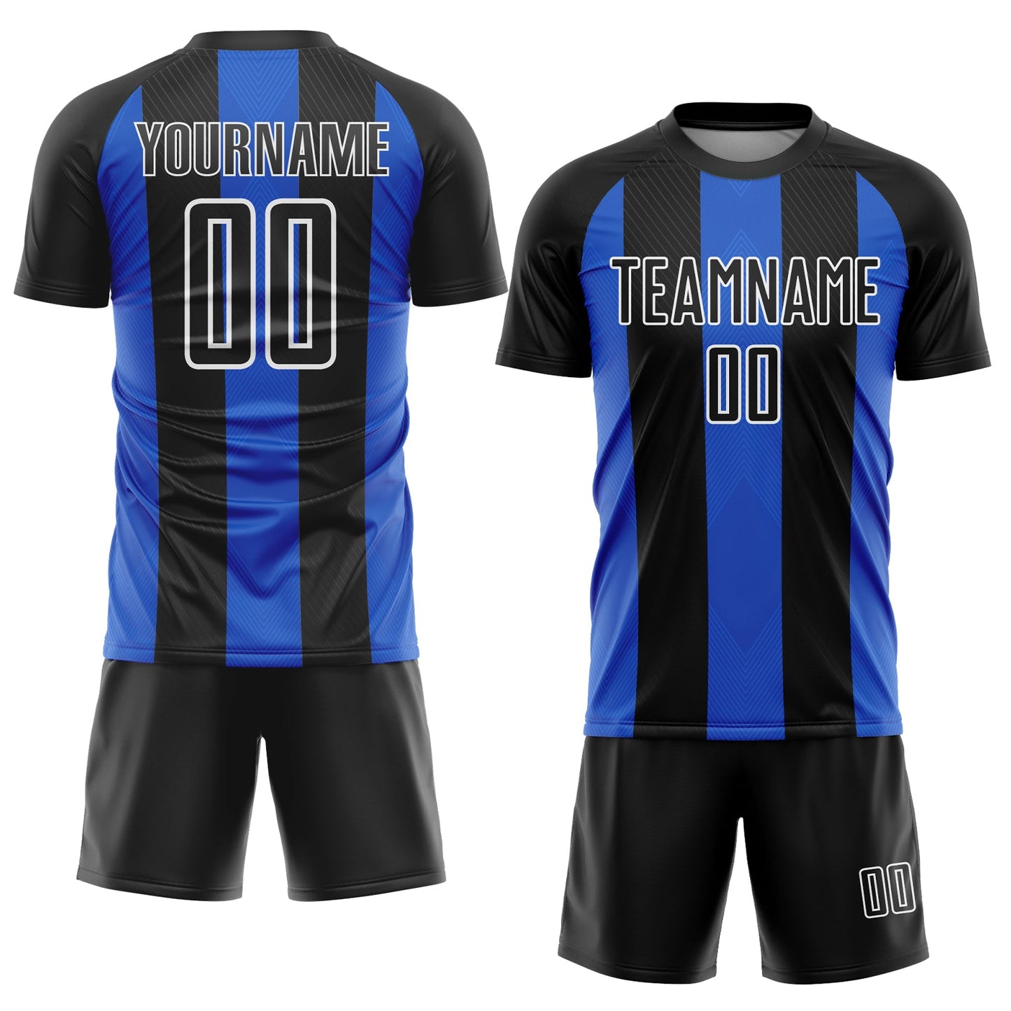 Custom Black Thunder Blue-White Line Sublimation Soccer Uniform Jersey view 2