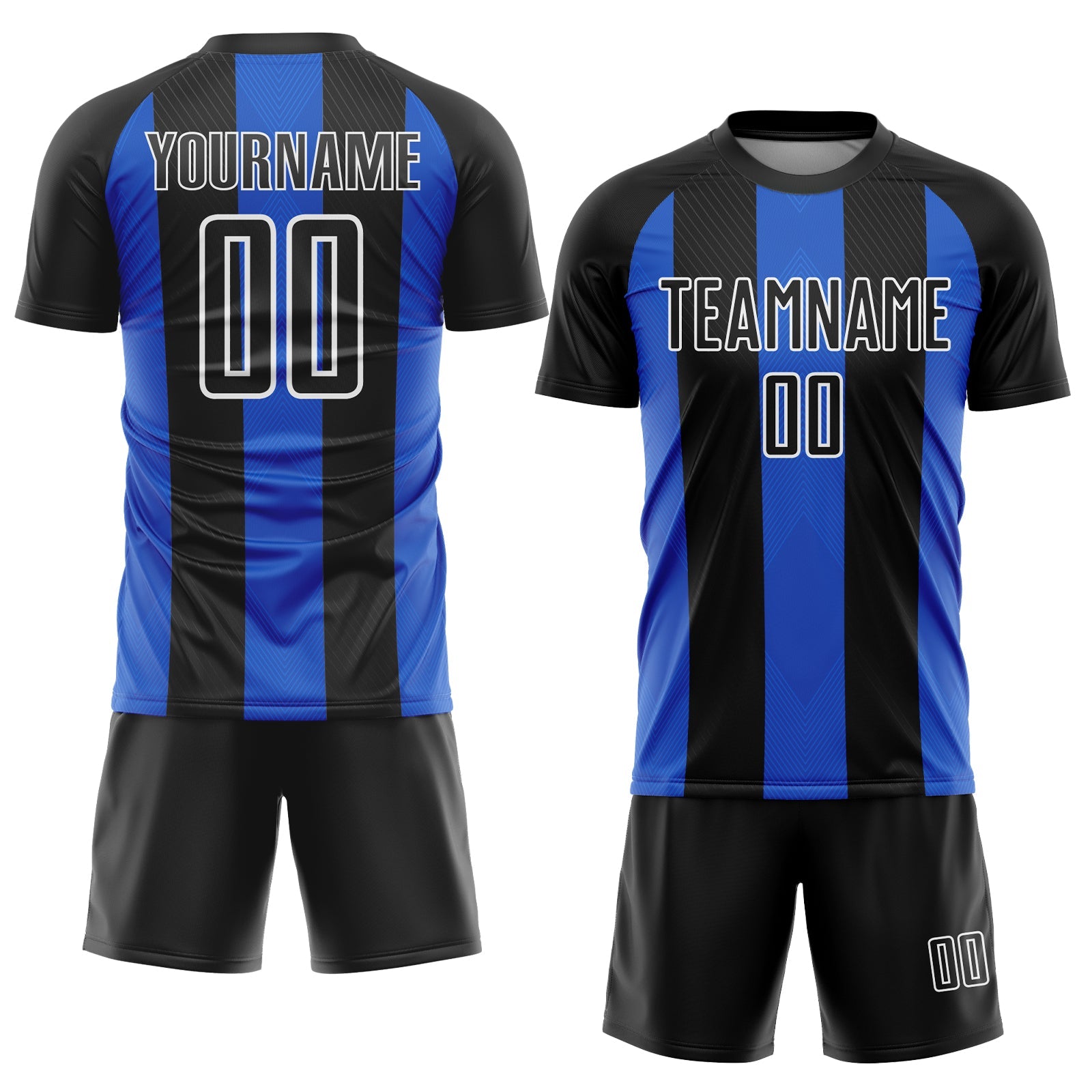 Custom Black Thunder Blue-White Line Sublimation Soccer Uniform Jersey view 2