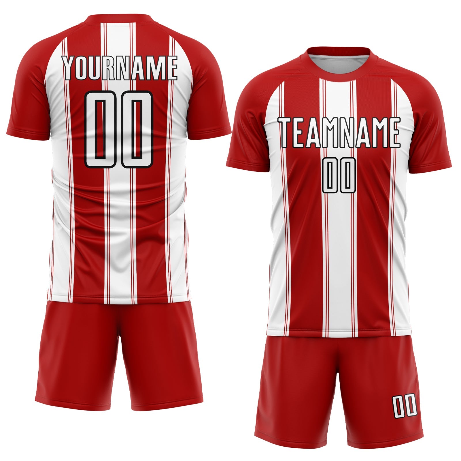 Custom Red White-Black Line Sublimation Soccer Uniform Jersey view 2