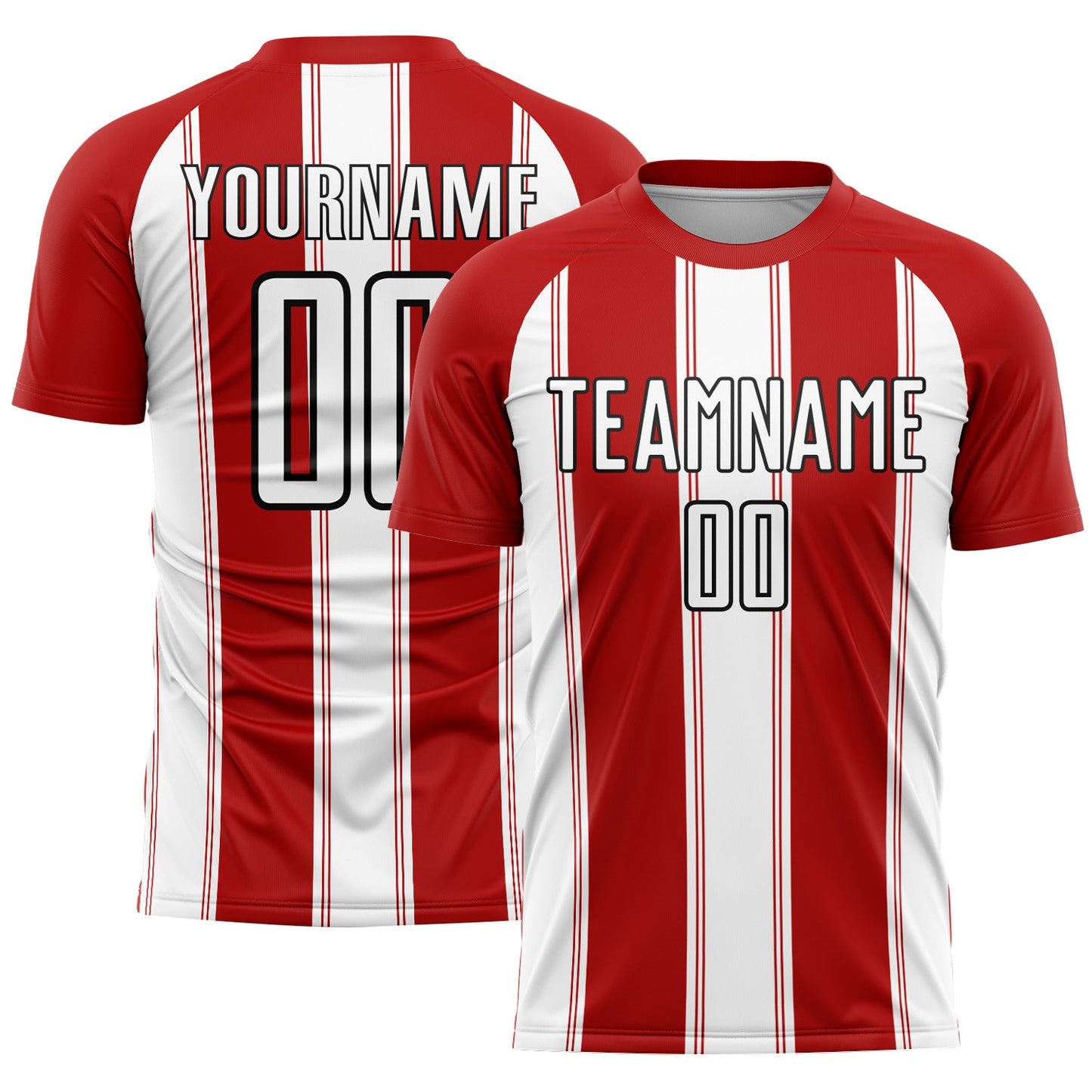 Custom Red White-Black Line Sublimation Soccer Uniform Jersey - Main View