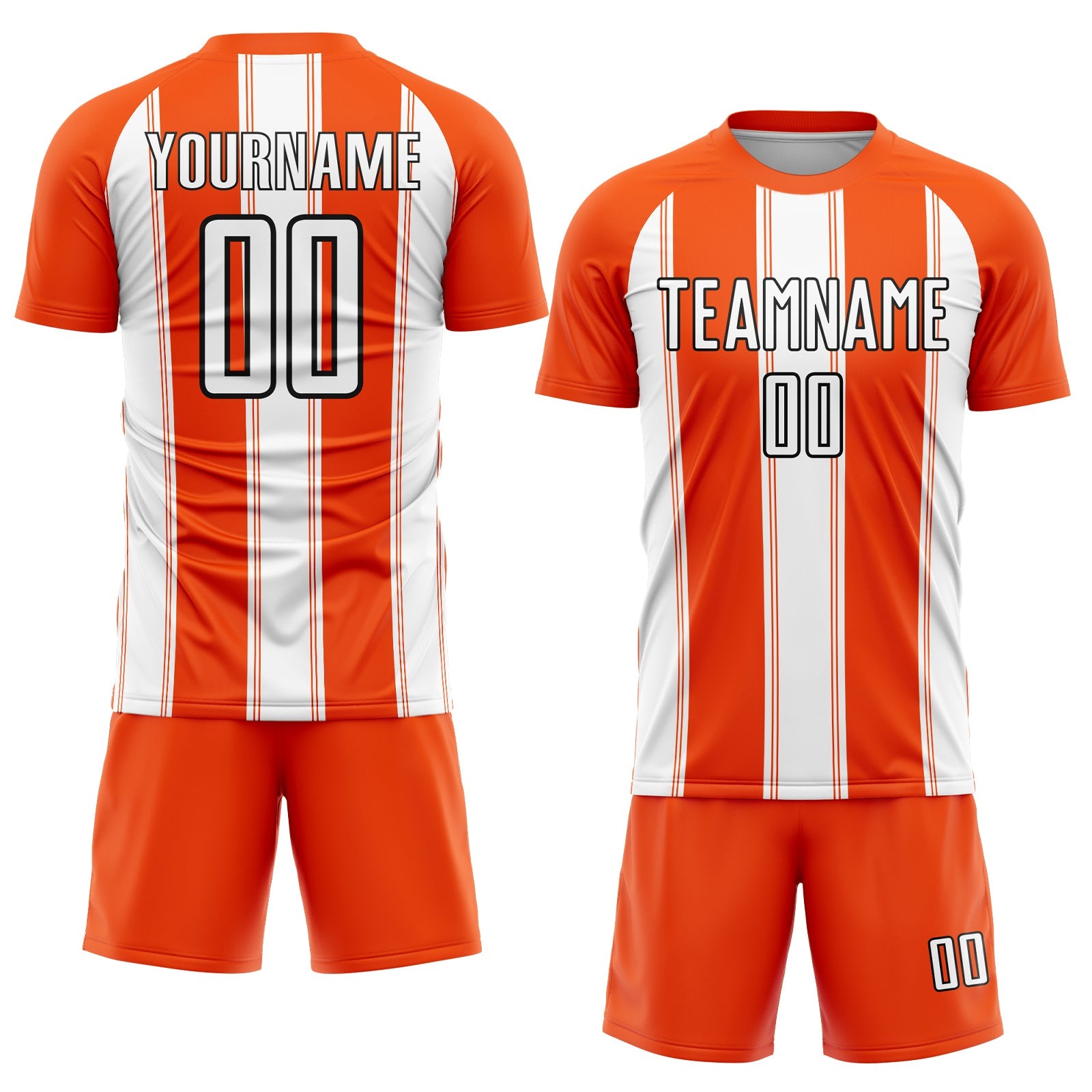 Custom Orange White-Black Line Sublimation Soccer Uniform Jersey view 2