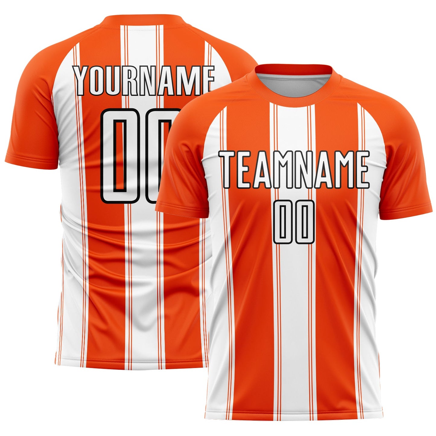 Custom Orange White-Black Line Sublimation Soccer Uniform Jersey - Main View