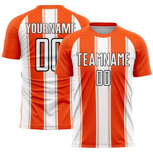Custom Orange White-Black Line Sublimation Soccer Uniform Jersey - Main View