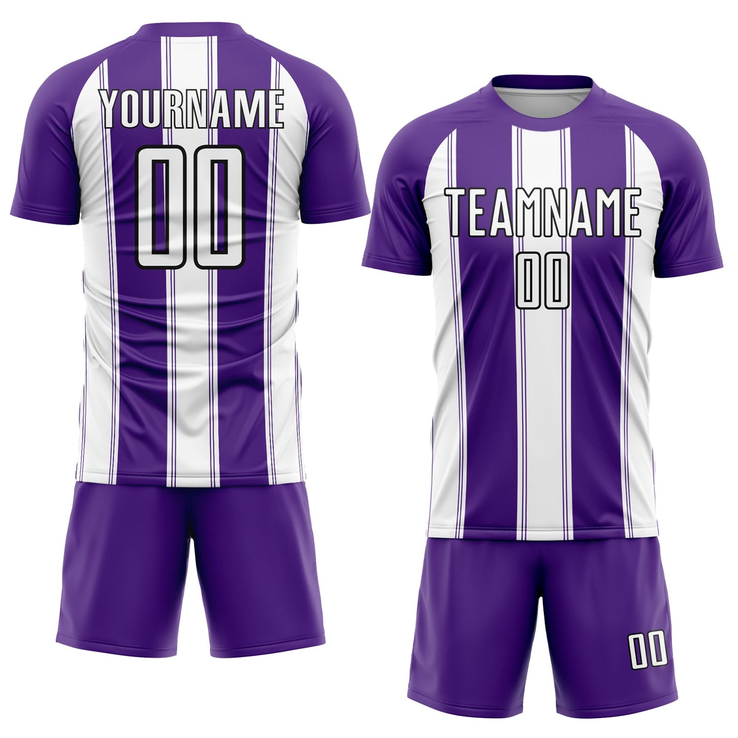 Custom Purple White-Black Line Sublimation Soccer Uniform Jersey view 2