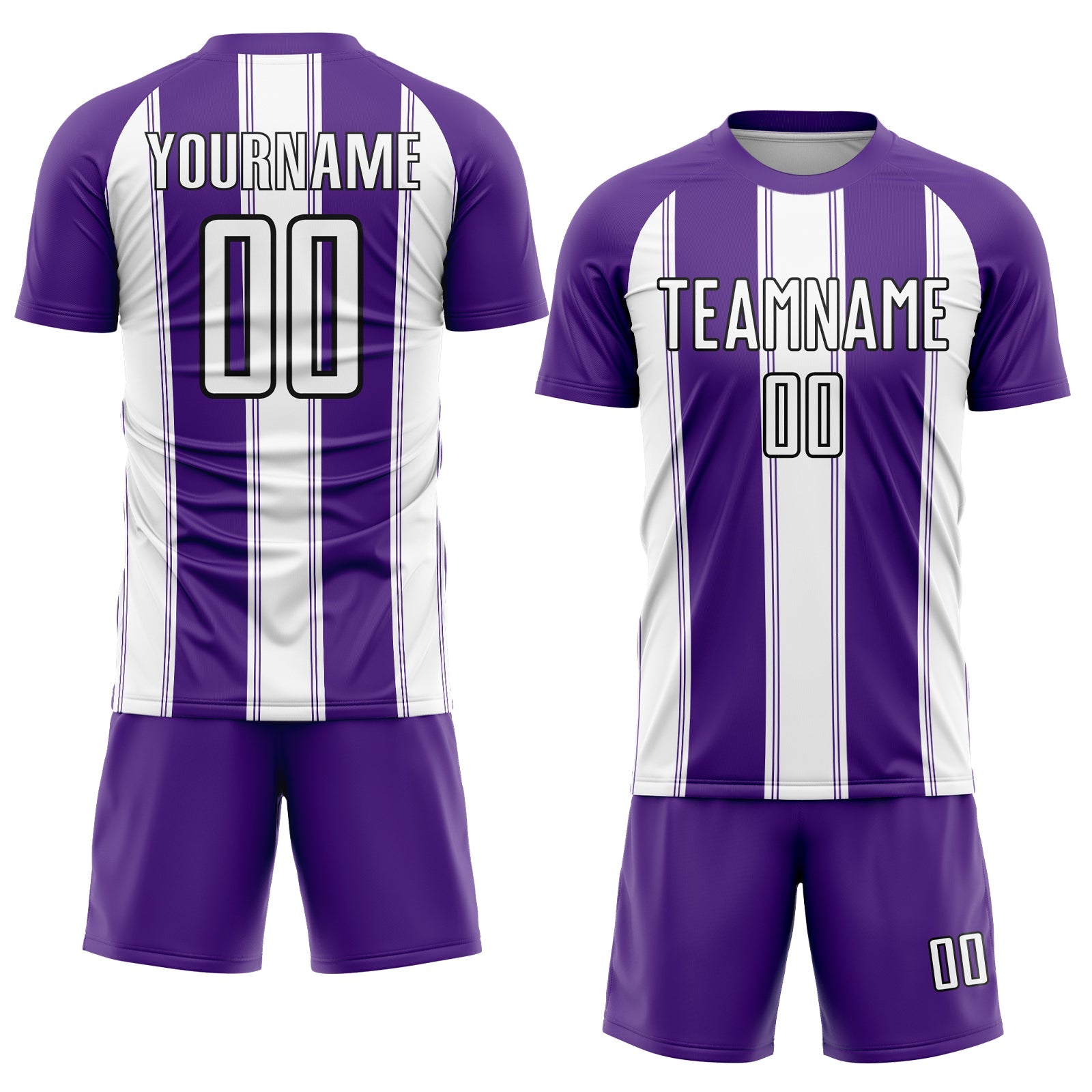 Custom Purple White-Black Line Sublimation Soccer Uniform Jersey view 2