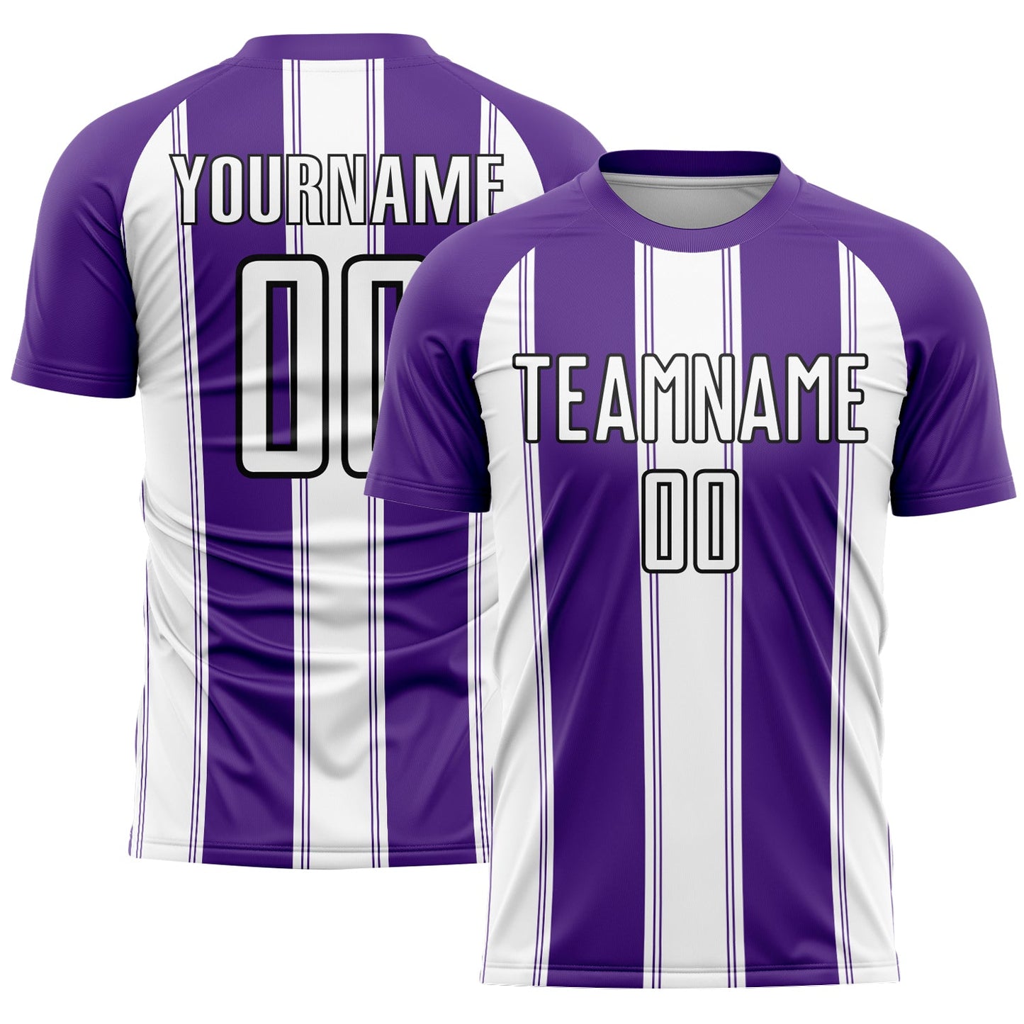 Custom Purple White-Black Line Sublimation Soccer Uniform Jersey - Main View
