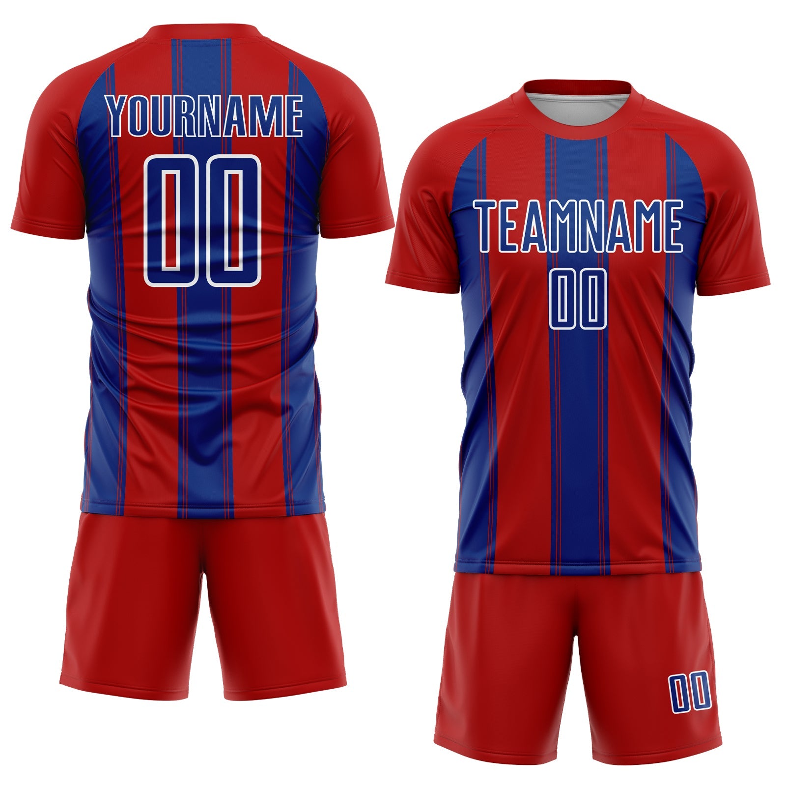 Custom Red Royal-White Line Sublimation Soccer Uniform Jersey view 2