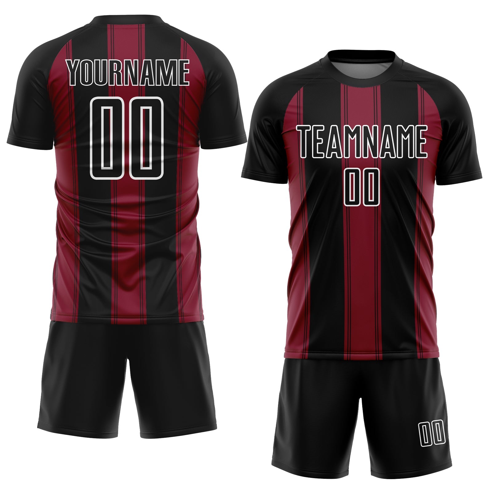 Custom Black Crimson-White Line Sublimation Soccer Uniform Jersey view 2