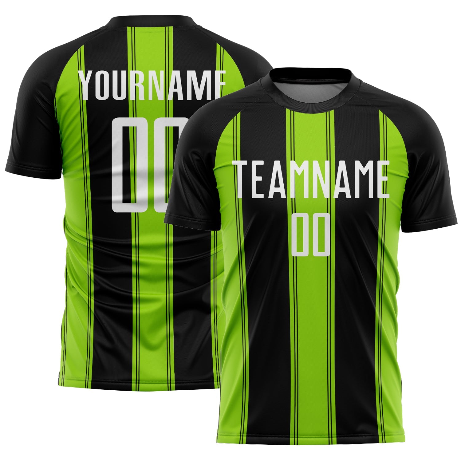 Custom Black White-Neon Green Line Sublimation Soccer Uniform Jersey - Main View