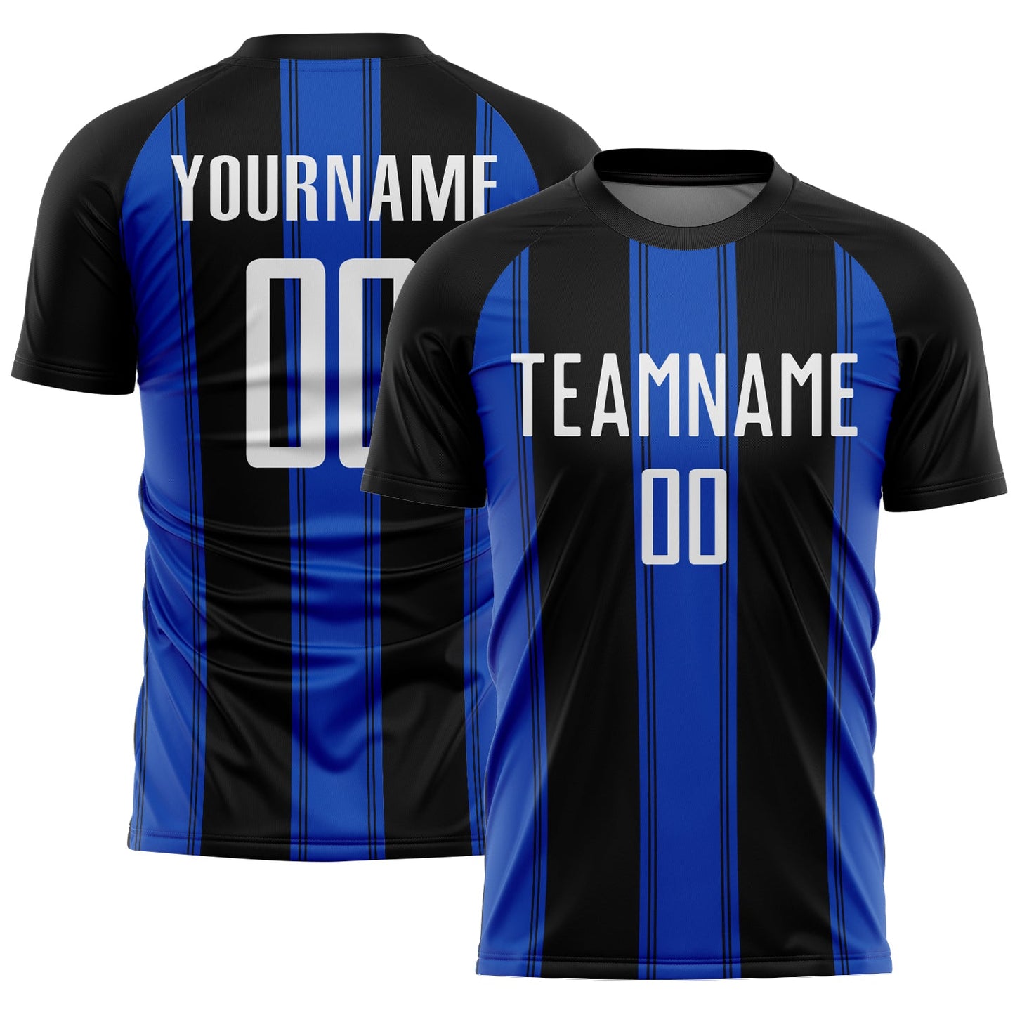 Custom Black White-Thunder Blue Line Sublimation Soccer Uniform Jersey - Main View