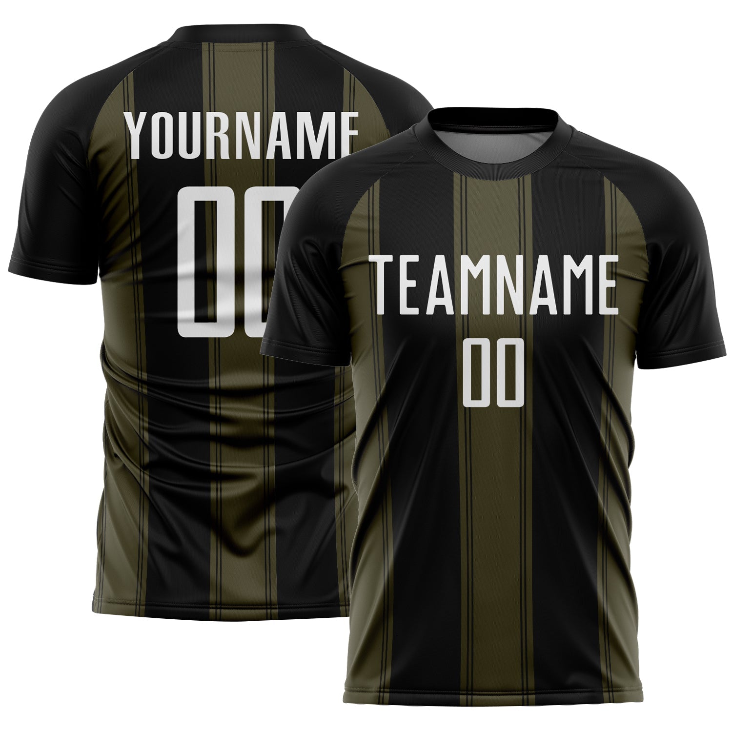 Custom Black White-Olive Line Sublimation Soccer Uniform Jersey - Main View