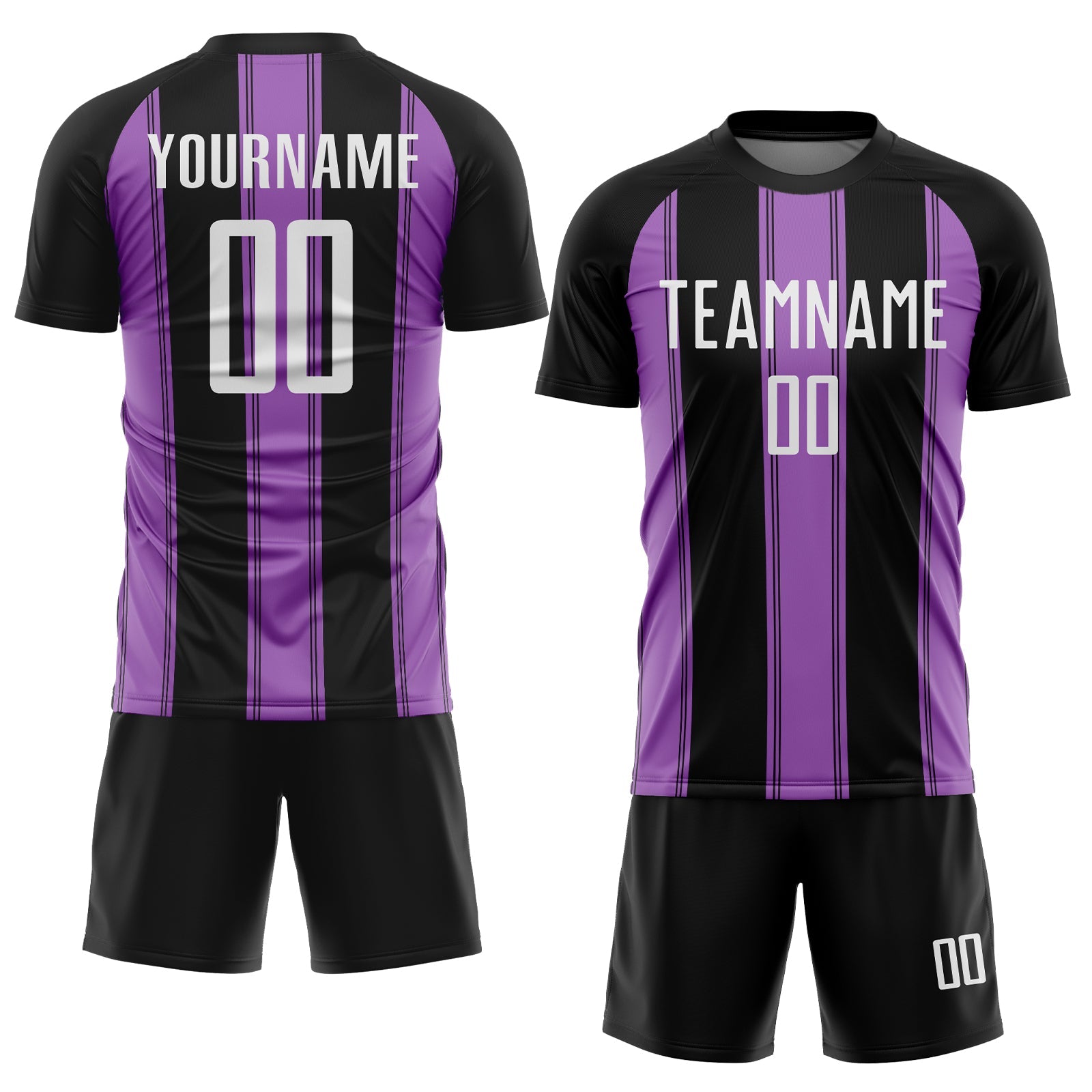 Custom Black White-Medium Purple Line Sublimation Soccer Uniform Jersey view 2