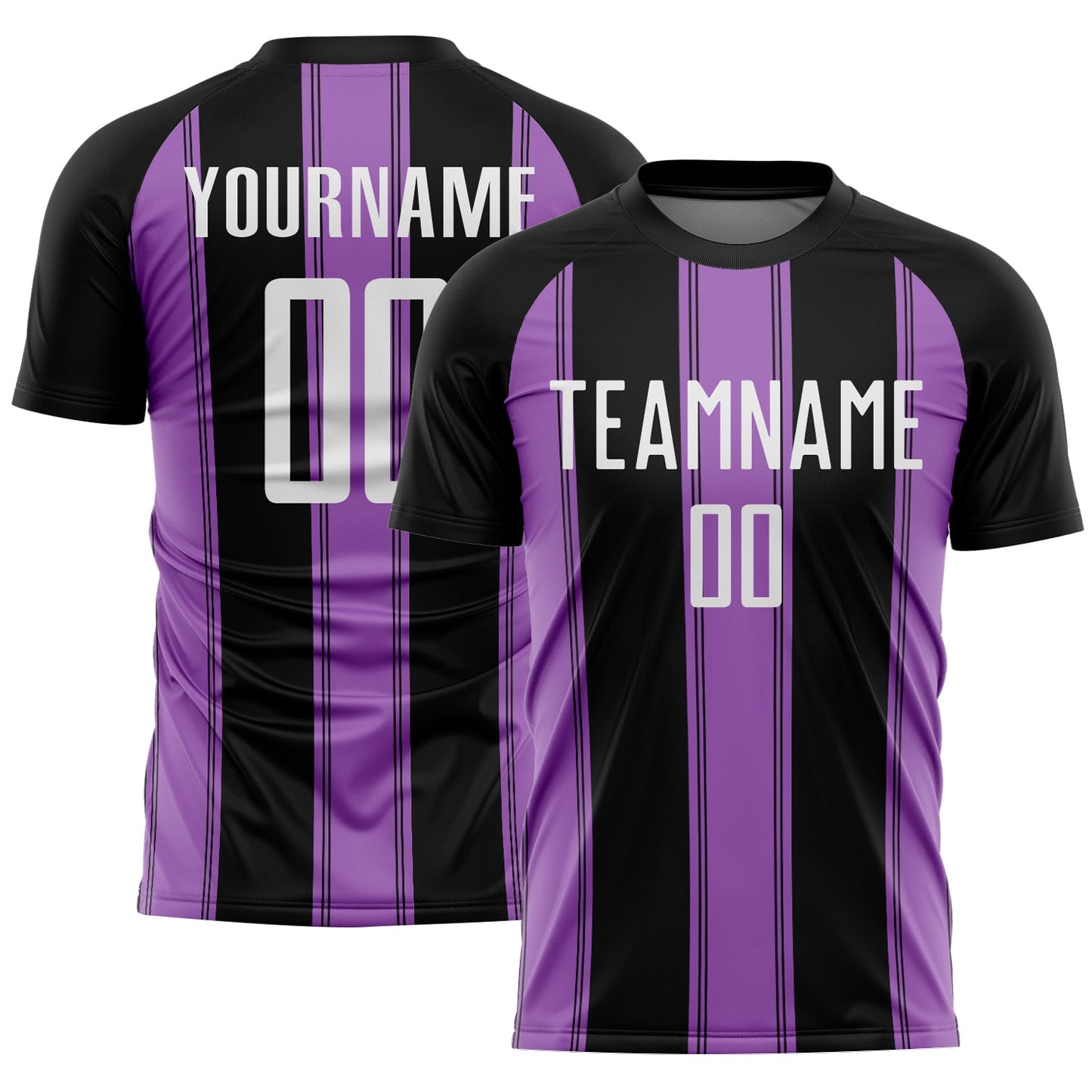 Custom Black White-Medium Purple Line Sublimation Soccer Uniform Jersey - Main View
