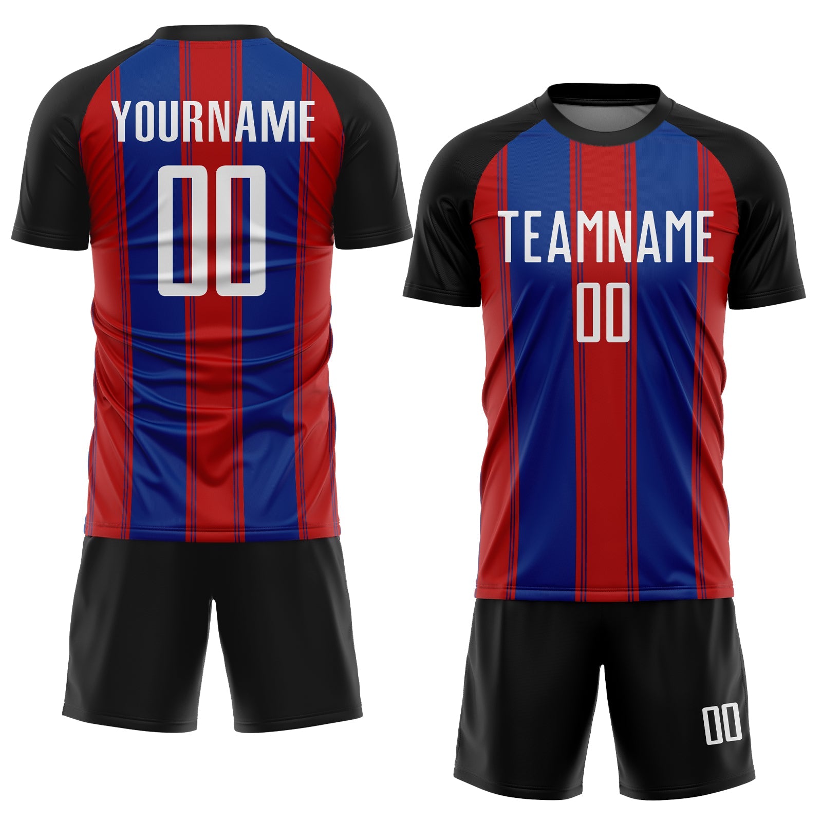 Custom Black White Red-Royal Line Sublimation Soccer Uniform Jersey view 2