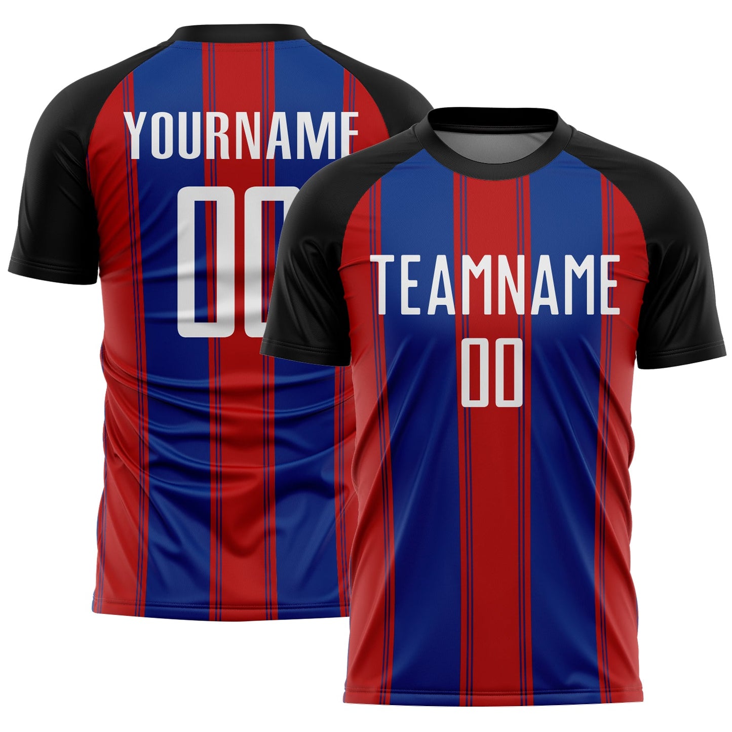 Custom Black White Red-Royal Line Sublimation Soccer Uniform Jersey - Main View