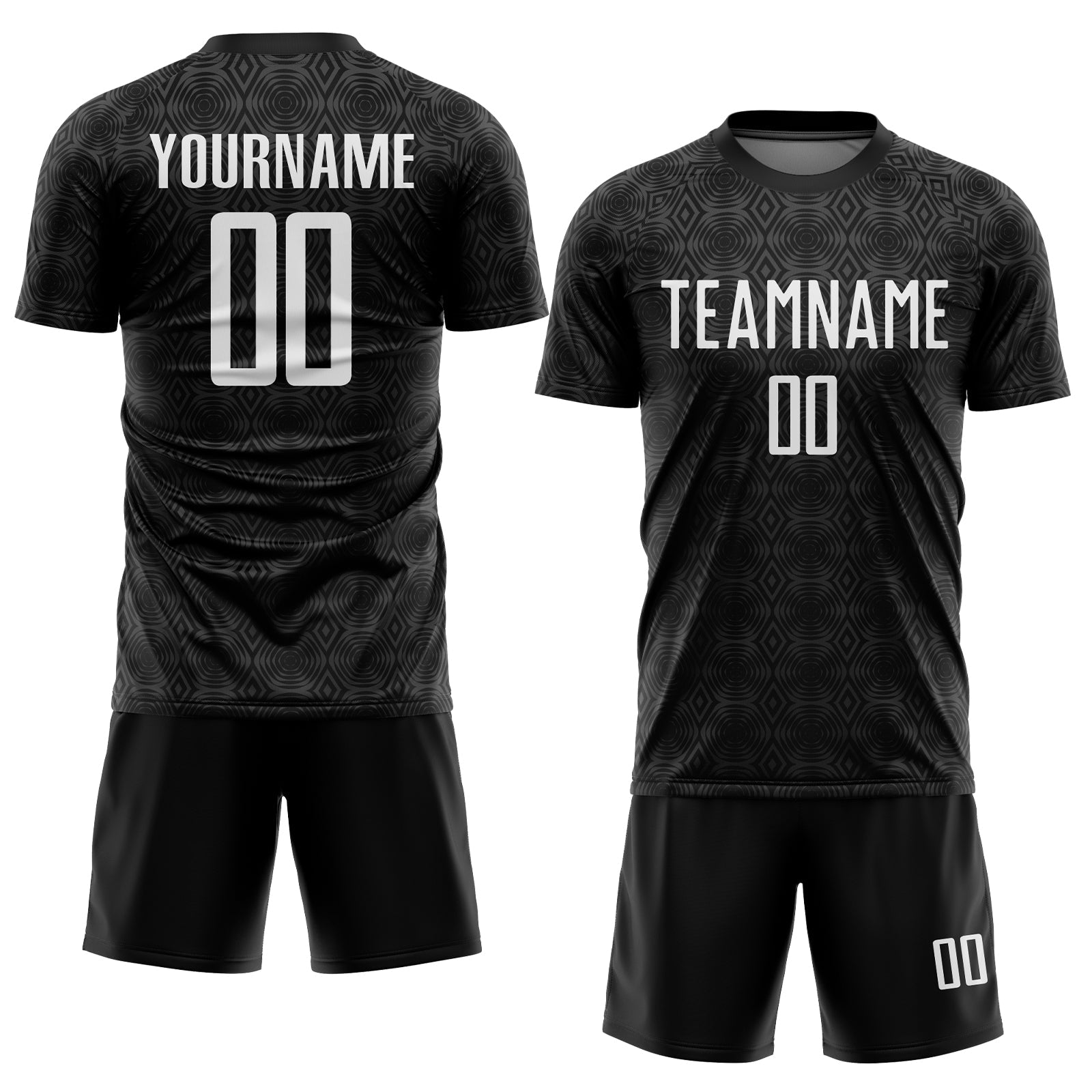 Custom Black White Geometric Shapes Sublimation Soccer Uniform Jersey view 2