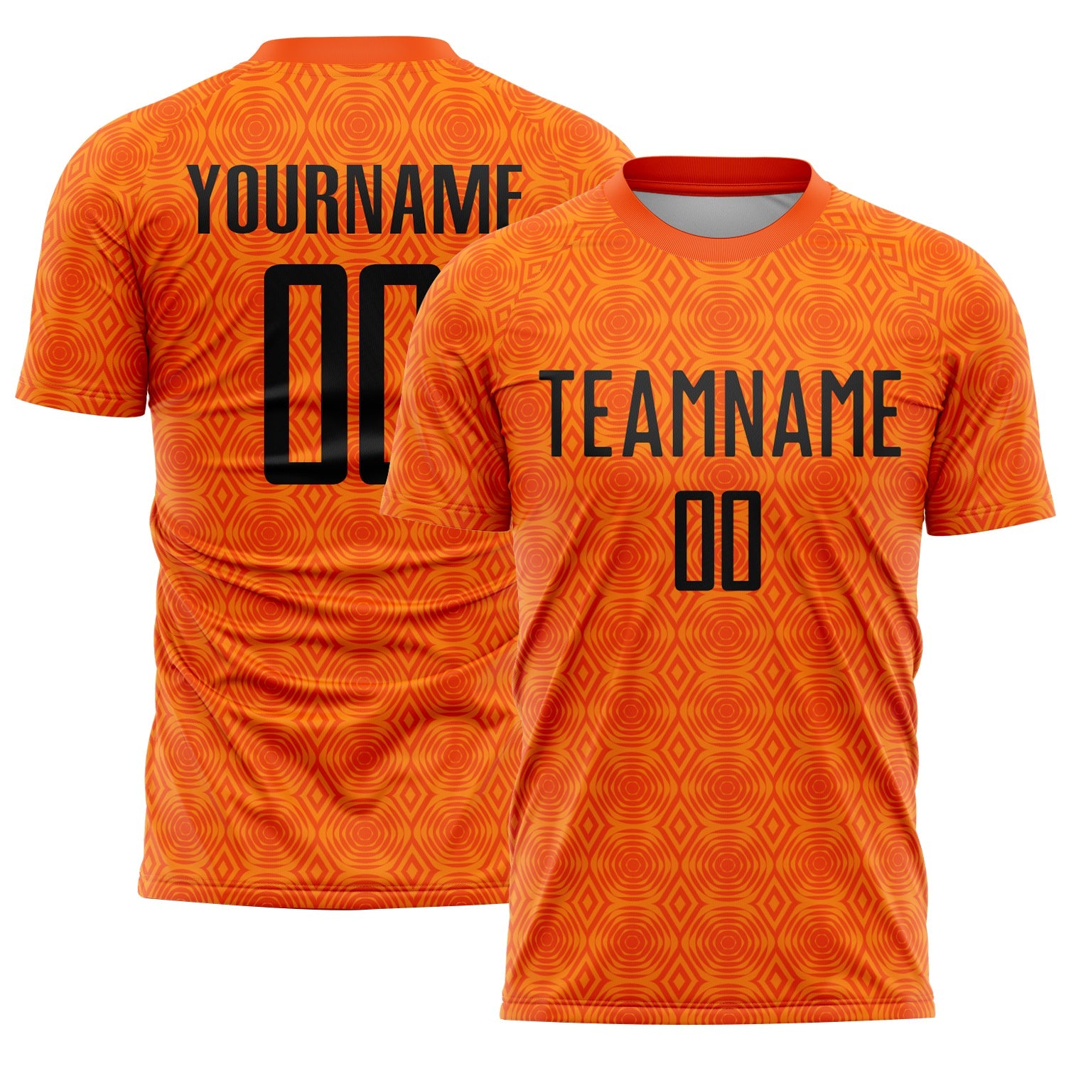 Custom Orange Black-Bay Orange Geometric Shapes Sublimation Soccer Uniform Jersey - Main View