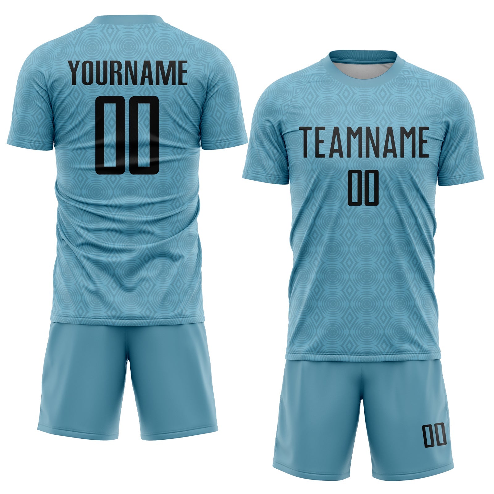 Custom Shadow Blue Black Geometric Shapes Sublimation Soccer Uniform Jersey view 2