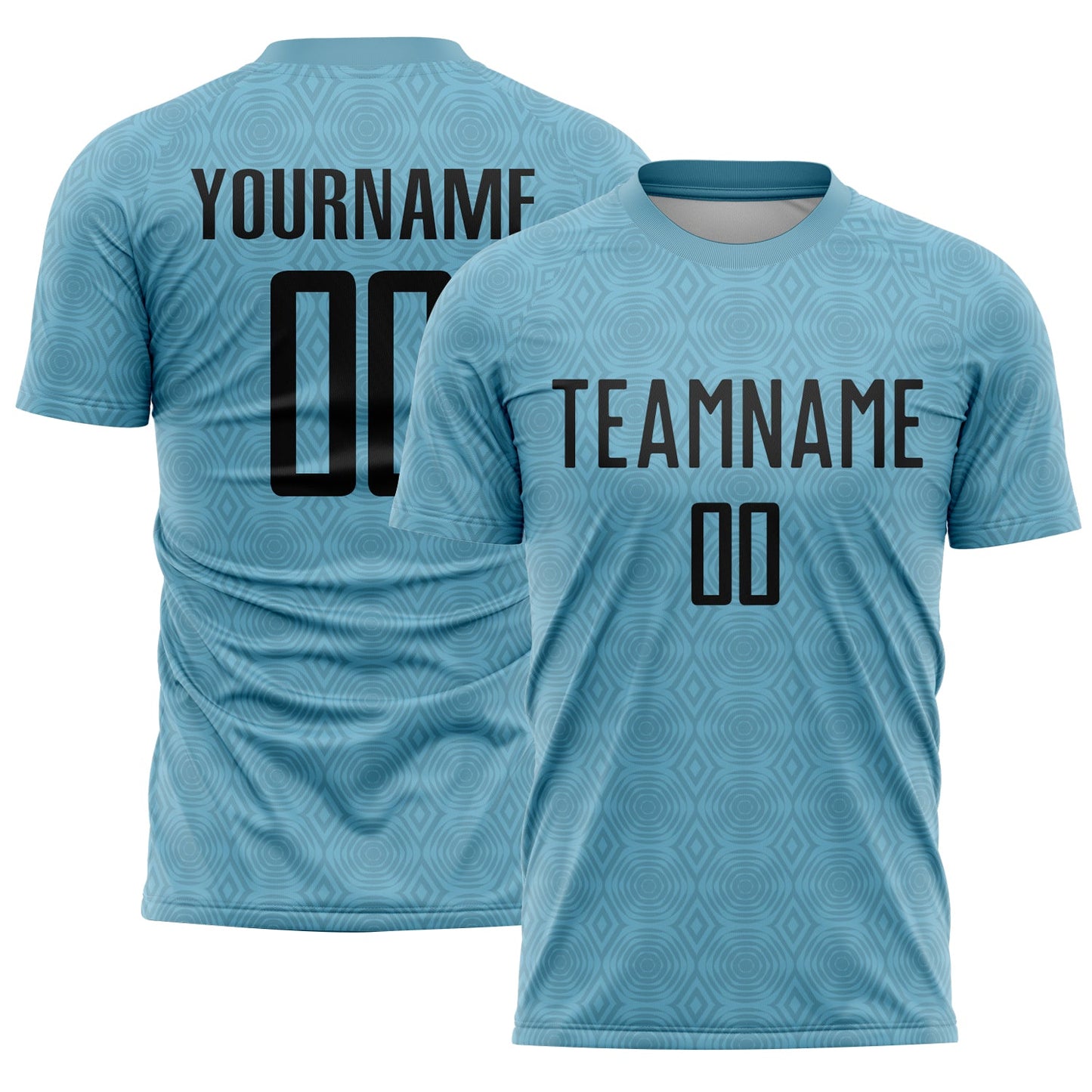 Custom Shadow Blue Black Geometric Shapes Sublimation Soccer Uniform Jersey - Main View