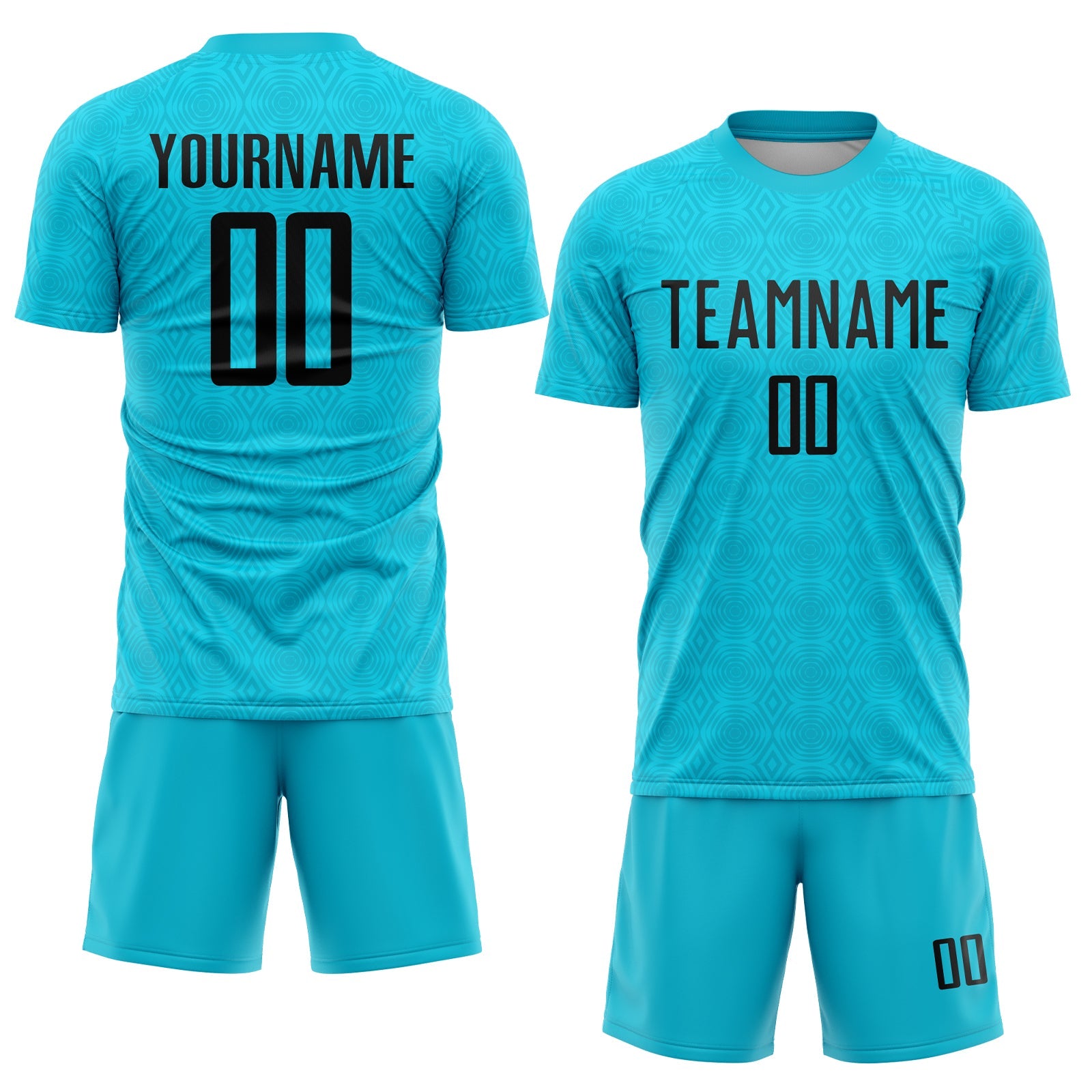 Custom Lakes Blue Black Geometric Shapes Sublimation Soccer Uniform Jersey view 2