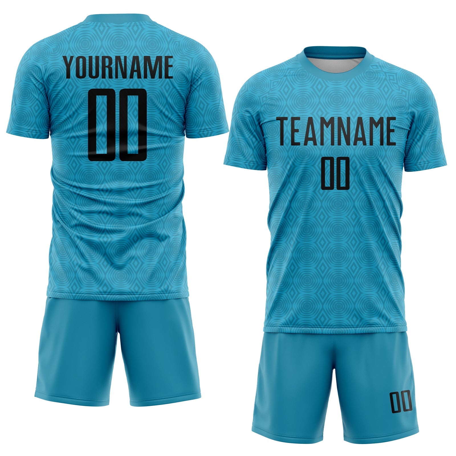 Custom Panther Blue Black Geometric Shapes Sublimation Soccer Uniform Jersey view 2