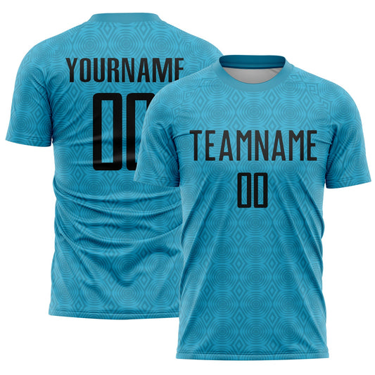 Custom Panther Blue Black Geometric Shapes Sublimation Soccer Uniform Jersey - Main View