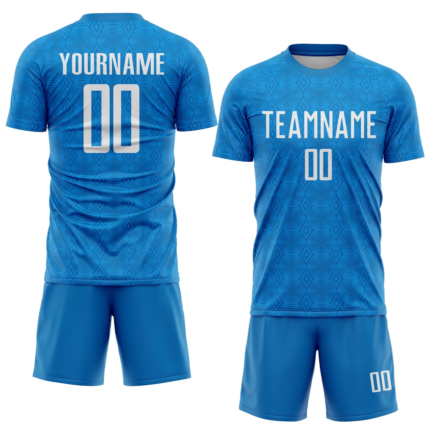 Custom Blue Black Geometric Shapes Sublimation Soccer Uniform Jersey view 2