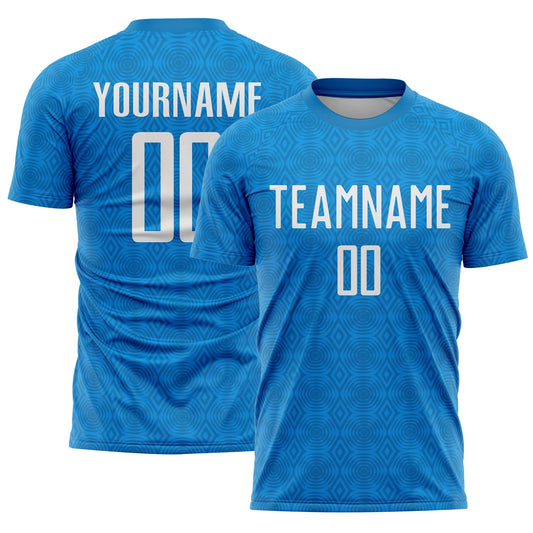 Custom Blue Black Geometric Shapes Sublimation Soccer Uniform Jersey - Main View