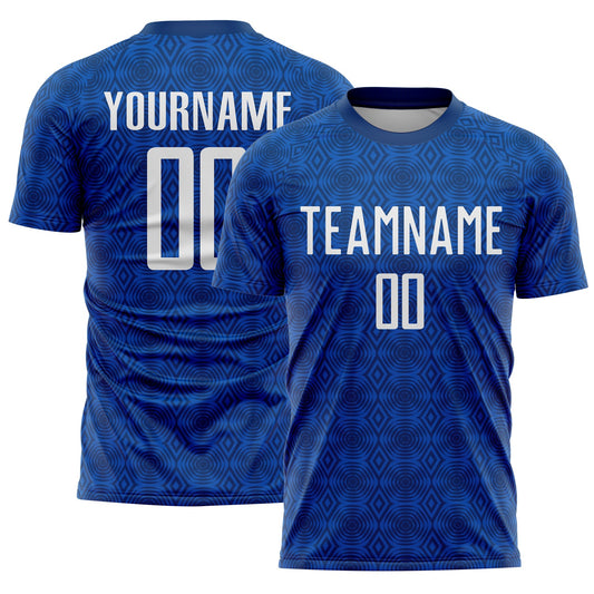 Custom US Navy Blue Black Geometric Shapes Sublimation Soccer Uniform Jersey - Main View