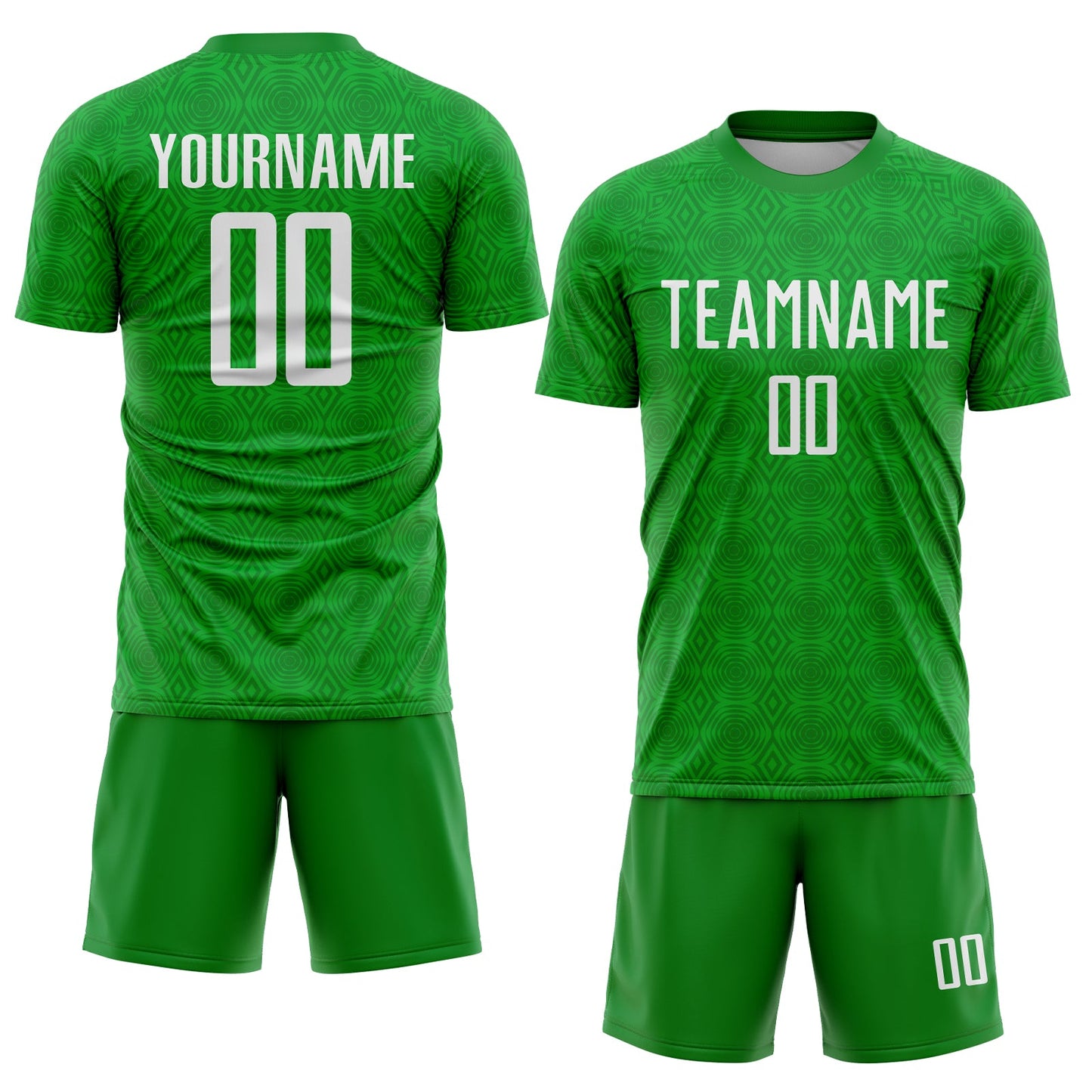 Custom Grass Green White Geometric Shapes Sublimation Soccer Uniform Jersey view 2