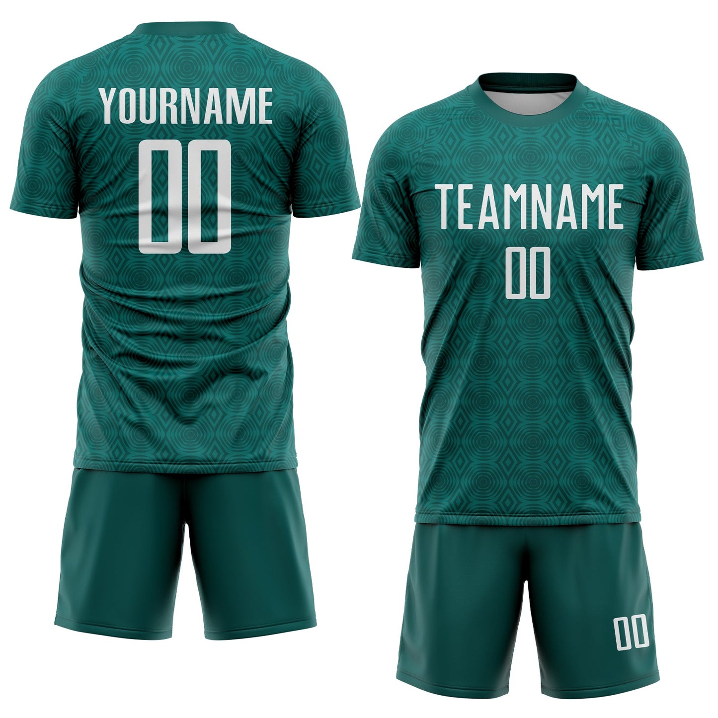 Custom Midnight Green White Geometric Shapes Sublimation Soccer Uniform Jersey view 2