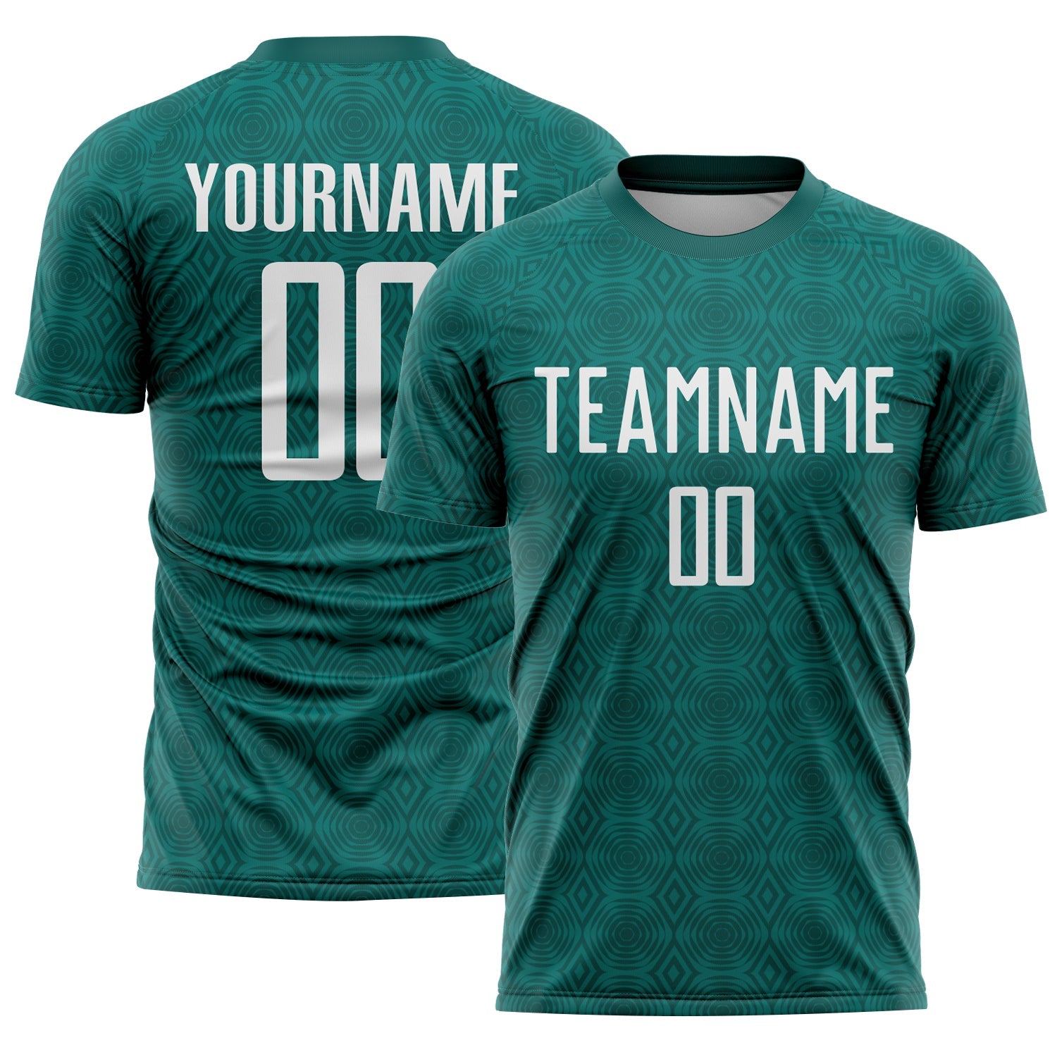 Custom Midnight Green White Geometric Shapes Sublimation Soccer Uniform Jersey - Main View