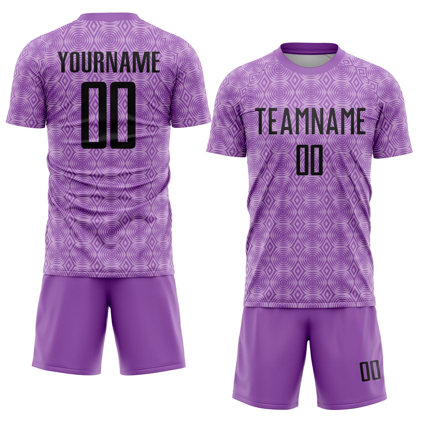 Custom Medium Purple Black-Light Purple Geometric Shapes Sublimation Soccer Uniform Jersey view 2